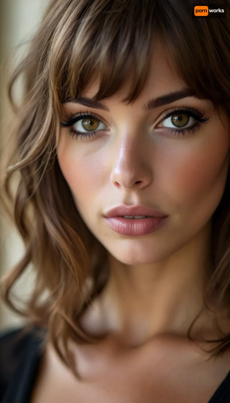 ziprealism, (romantic snapshot esthetic, adorable girlfriend, bashful eye contact, soft mischievous smirk), (f/2.8, shallow depth of field, layered composition, subtle foreground, tight face closeup, eyes closeup, shot in profile, eyes focus:1.6), (subtle bokeh:.4), (matte brunette hair with coppery undertones, thick voluminous hair, cute french bob-cut hair, wispy bangs with fringe, loose hair obscuring face:1.8), (catchlights, limbal rings, (large expressive eyes)), (soft facial features, full lips, soft pillowy lips, long delicate eyelashes, soft blush, subtle freckles), (romantic bedroom scene, large windows with warm sunlight, cozy furniture and decor), <lora:style_lora_realis:1.2>, but, <lora:BUT_SDXL_SHS:.1>