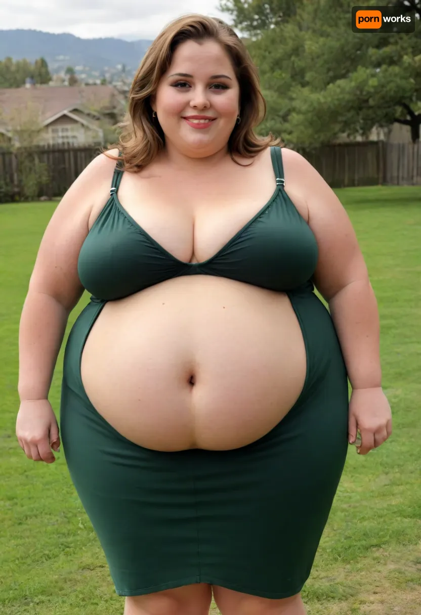 45° side view, Full body shot, Sunny summer day, bright sunny day, (obese:1.3), The fat ssbbw mature milf 60 is walking on the lawn, green lawn, stark naked body, chubby milf, braless, hard nipples, tight, black transparent sleeveless black maxidress, medium very saggy tits, plump waist, plump pubis, light brunette hair with highlights, bobcut hair, big eyes, happy smile, nip slip, (high quality:2)