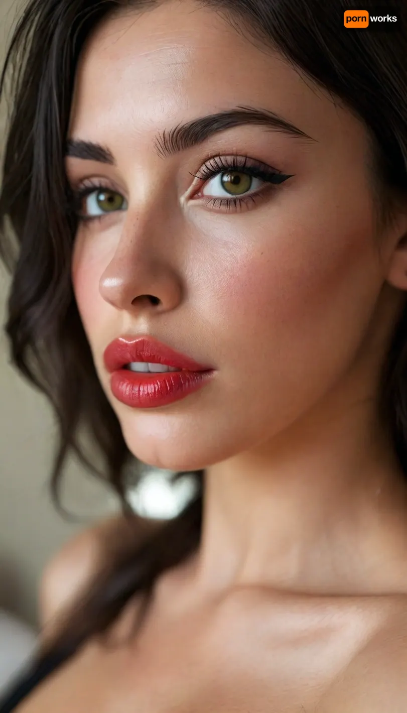 ziprealism, (30yo, intimate sensual esthetic, offset composition), (seductive sensual expression, sensual gaze, soft teasing smirk:1.2), (f/2.8, shallow depth of field, subtle bokeh), (loose closeup shot, view from side, focus on lips:1.8), (sleek glossy black hair, straight long hair, hair obscuring face, dark full eyebrows:1.4), (slender athletic body), (soft pillowed lips, moist lips, vibrant red lipstick:1.4), (natural skin texture, long thick eyelashes:1.2), (cozy bedroom), (large teardrop breasts, soft breasts, pale nipples:1.2), (strong defined jawline, large expressive eyes, catchlights), igbaddie, <lora:igbaddie-XL:.4>, <lora:style_lora_realis:.8>