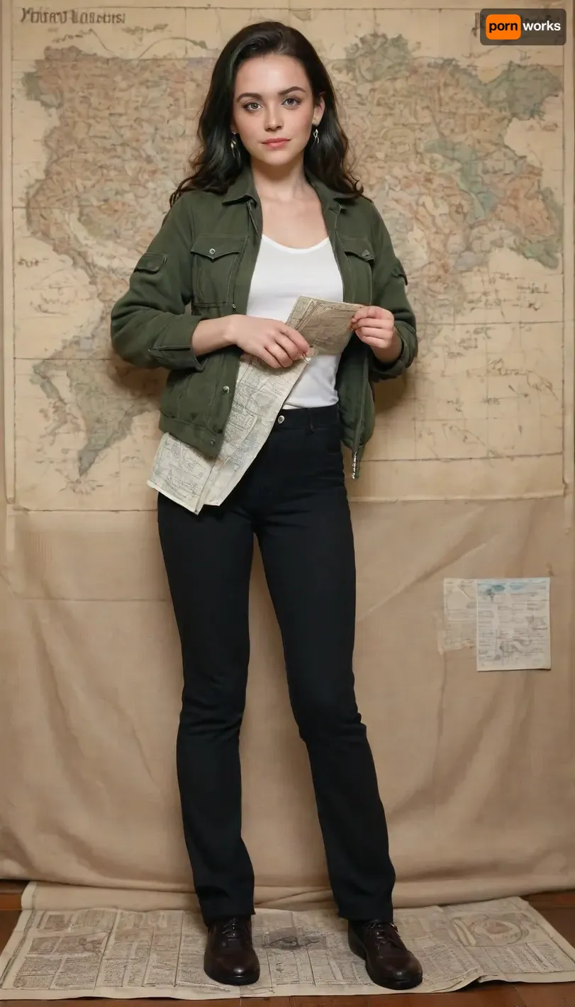 Heroes of Might and Magic III art style, high detail, Traditional art, classical art, (dwellings of creatures on the background, creatures on the map, 3 cities on the map:1.3), (unpaved terrain, type of unpaved terrain:1.3), Katherine Mulligan Loud From The Loud House, mint green streak. She has fair skin and flushed cheeks, with an expression of surprise or astonishment. She is wearing a dark suit, possibly black or navy, consisting of an open jacket with a pronounced neckline and tight pants or opaque tights. The jacket appears to be made of a smooth, formal material, full body viiew