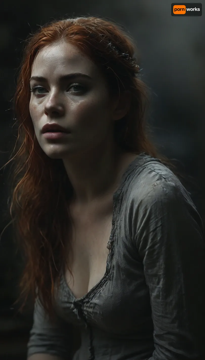 full body view with the face of a young woman in the focused foreground, 22 years old, kneeling in front of the viewer, full of anticipation and submissively waiting for their ejaculation. messy fiery red hair, Her face reflects passion, lust, and desire. action sex posing, arms up, Her tongue moistens her lips, green eyes, she moans softly, intoxicated by so much sexual stimulation. Photorealistic skin, freckles, beads of sweat on her forehead and upper lip, ecstasy, joy, and lust, (shallow depth of field:1.7), FRESHIDEAS, Real, Photography, 2#, Black, and, white, art, black, shading, charcoal, toned, brutal, dark, b/w, color, scheme, <lora:FRESHIDEAS Real Photography 2#:.8>, <lora:Black and white art.V1:.8>, <lora:MJ52:.4>