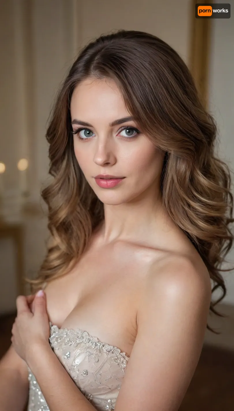 Молодая блондинка в темном подземелье с красной подсветкой, одета в белую рубашку и длинные черные брюки, ее рубашка расстегнута и под ней черный лифчик, ее руки связаны, она висит на веревках, привязана к потолку, выглядит униженно и устало, смотрит на зрителя со страхом