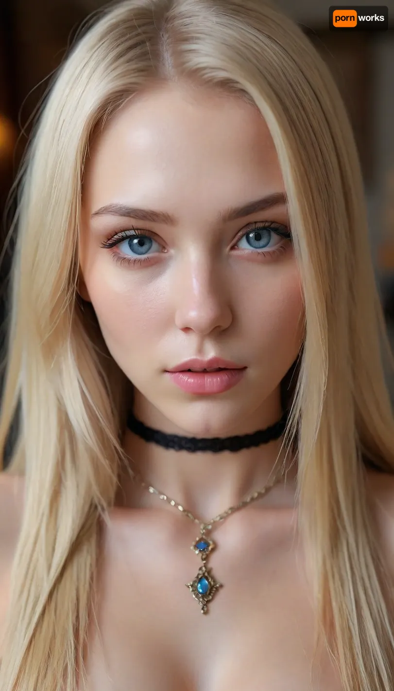 (extremely hot and sexy:1.7), 25yo woman., (whole naked body in shot), toned and average-height, fair skin and blue eyes, and, ((very long:1.5), blonde hair:1.5), (in a face-framing haircut:1.5), . wearing a slave collar, style is boho., <lora:detailed_notrigger:1.5>