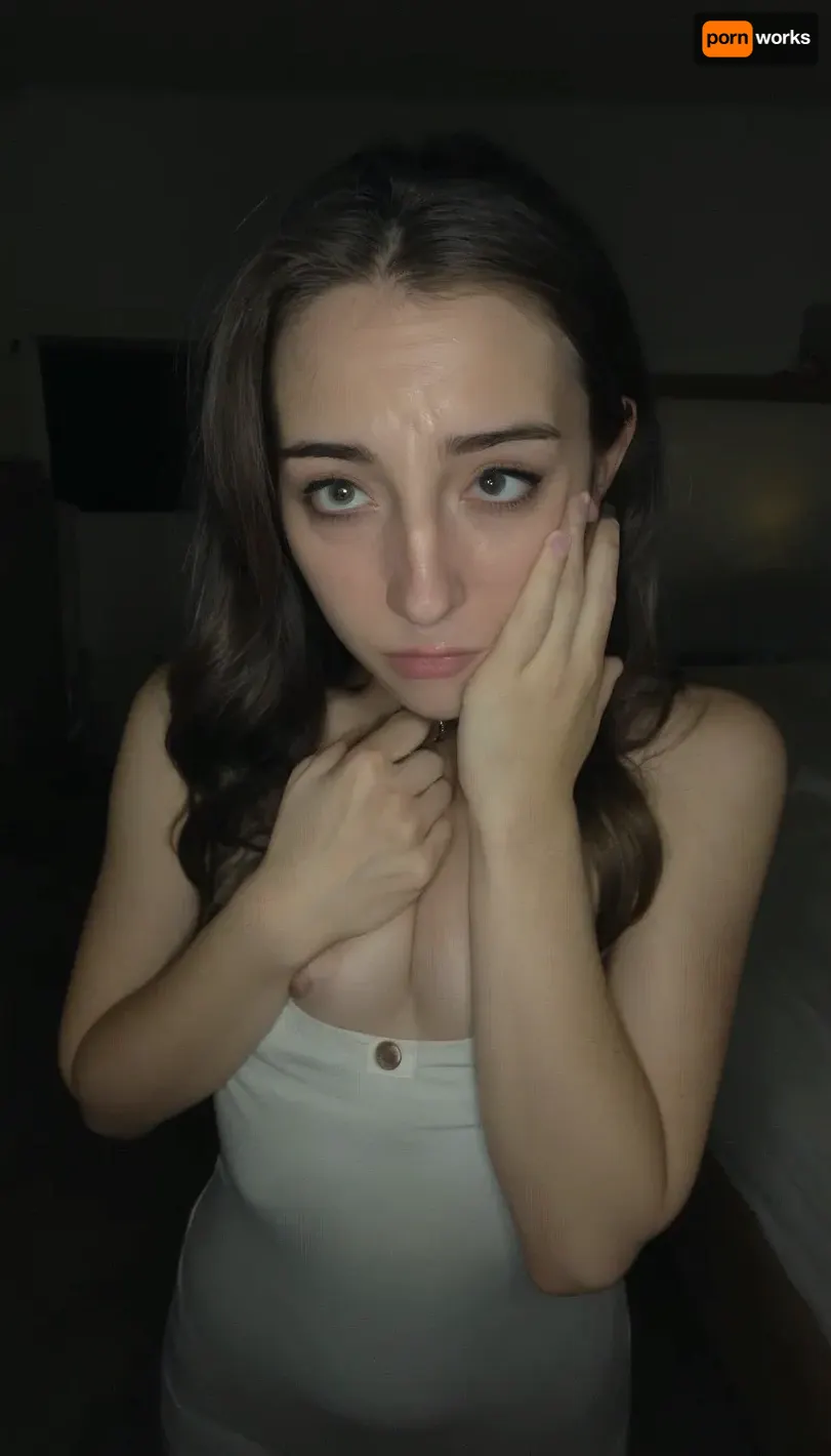 The standing male perspective POV photo of a standing anorexic young woman, getting grabbed by separate hands by the POV viewer, only the hands of the pov viewer grabbing her face head and small breast, in a dimly lit 90's abandoned camper at night, pathetic face, sad eyes, looking directly at camera, amateur candid photo, long flowing brunette hair, obscenely grotesque, wildly imaginative, hyper-realistic, mid shot, haunting, ghostly, misery, bukakke, DarknessAI, crying, <lora:262372_training_data:.1>, <lora:223445_training_data:.1>, <lora:crying:2>