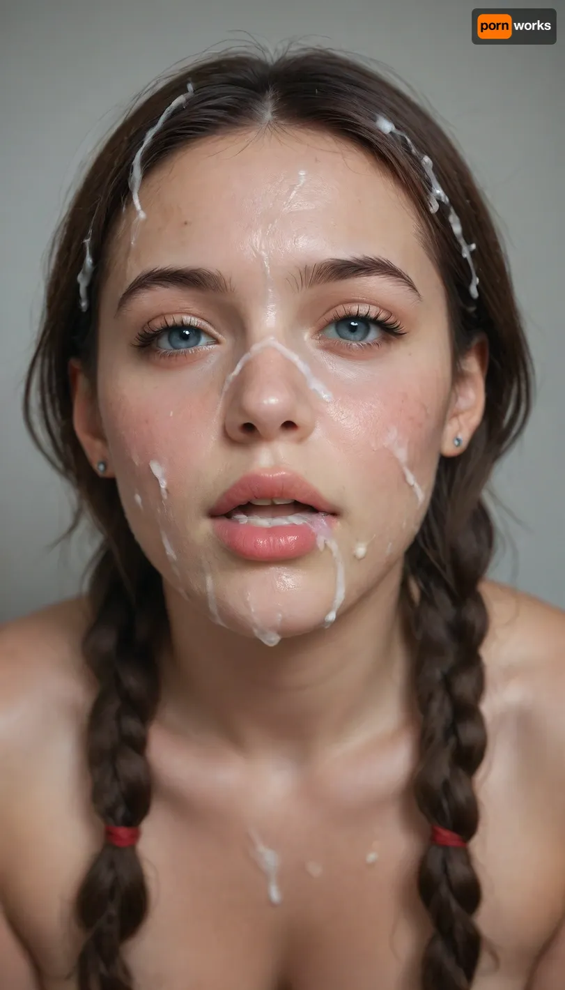(Realism, photorealism, ultra realistic, 8k, UHD, high quality, cinematic), 18 yo cut brunette girl, pigtails hair, chubby body, massive natural tits, (realistic face), cute fave, nude body, fat body, massive bukkake, (bukkake, 1), face covered white cum, ejaculation penis, cum on, cum flows, dripping cum, cum on face, cum on hair, a lot of cum, massive cum loads, excessive cum on face, face up, open mouth