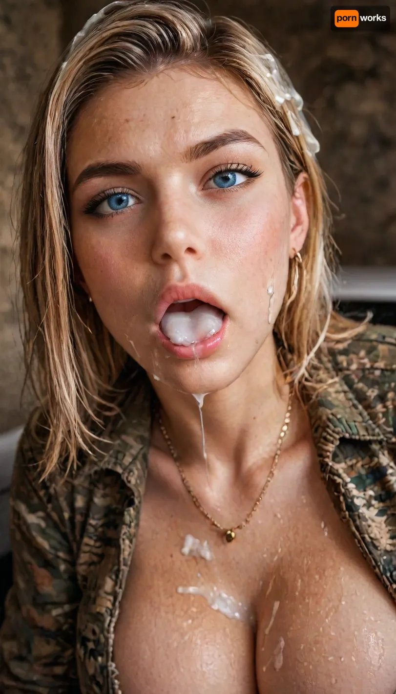 (((Best quality 1:3))), (((high detailed cum on her face:2))), (((Cum details))), ((realistic cum)), Prominent cum, looking down, (runny thick wet cum), ((((wet thick cum on clothes:1)))), (((cum on mouth:1))), (Cum flows), (cum on body:1), cum on hair, (cumshots on face:1), big wide expressive eyes, gagging face expressions, high definition, ultra realistic, masterpiece, (extremely beautiful face, perfect body model, baddie, Android 18 from DBZ:1.4), (perfect huge breasts, thin waist, wide hips and perfect legs), ((massive bubble butt)), exhausted, (very slutty and sexy makeup, perfect eyelashes, blush, lipgloss, perfect face), wearing detailed military hoodie, tight camouflage printed pants, multiple gold necklace, huge perfect boobs, natural skin tone, wet body, wet hair, perfect fingers and hands, (laying high on car), detailed background, (score_9, score_8_up, score_7_up, source_anime, masterpiece), being cute, at night, darkness, shadows, (porno nympho aesthetic:1.4), ziprealism, m!@, 1girl, long, hair, black, brown, eyes, breasts, large, <lora:bombshell_v2:1.1>, <lora:Rawfully Stylish v0.2_epoch_20:.5>, <lora:PAseer-SDXL-AcceleratorLighting:.8>, <lora:Mia_Khalifa:.8>