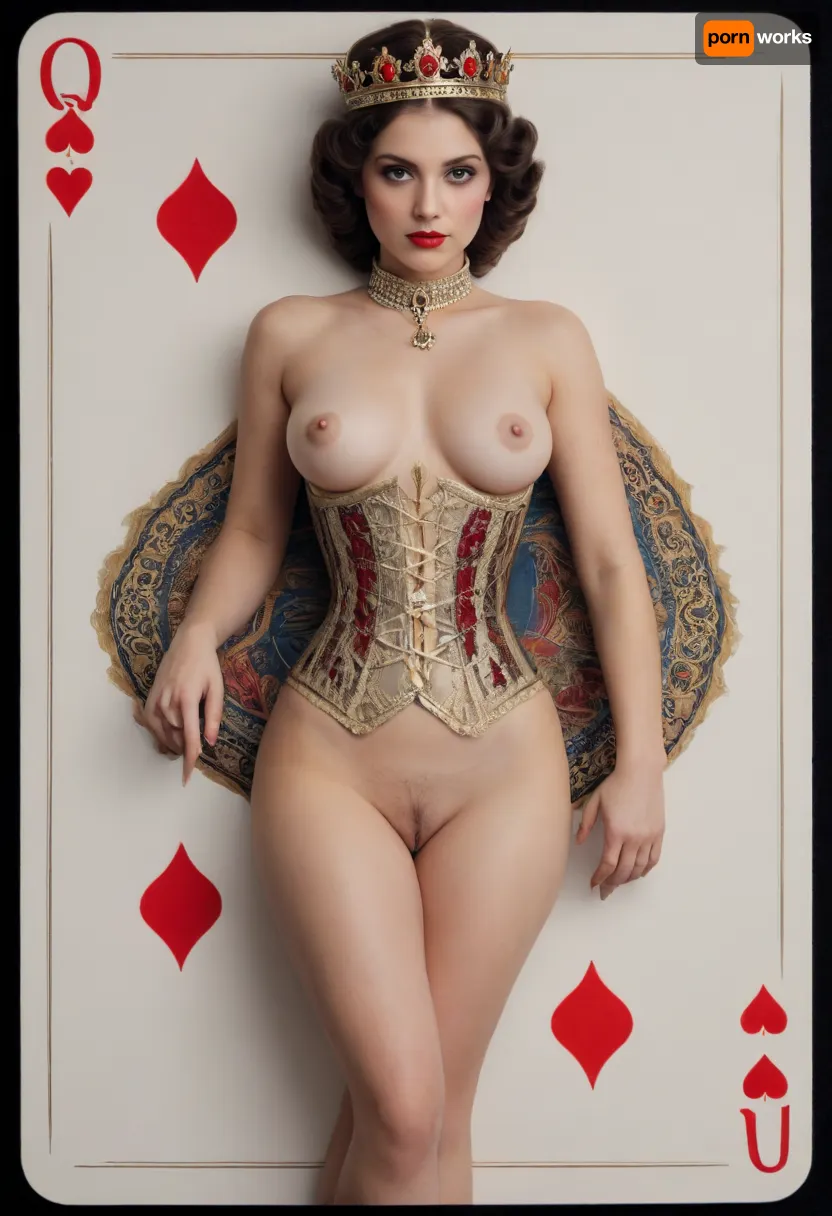 (Playing cards queen:1.5), erotic, nude