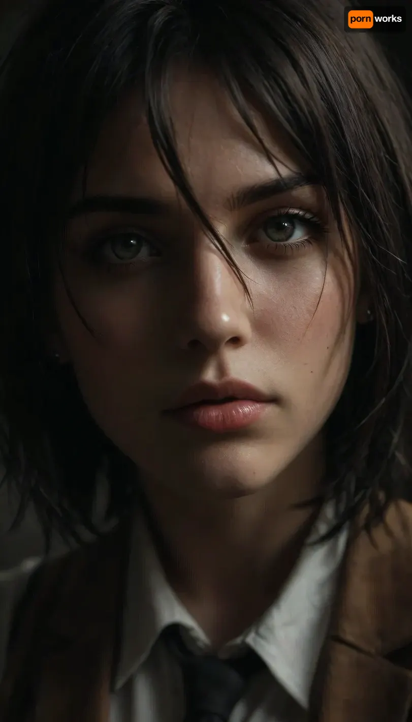 Mikasa Ackerman, closeup face, side angle, <lora:dark:.8>