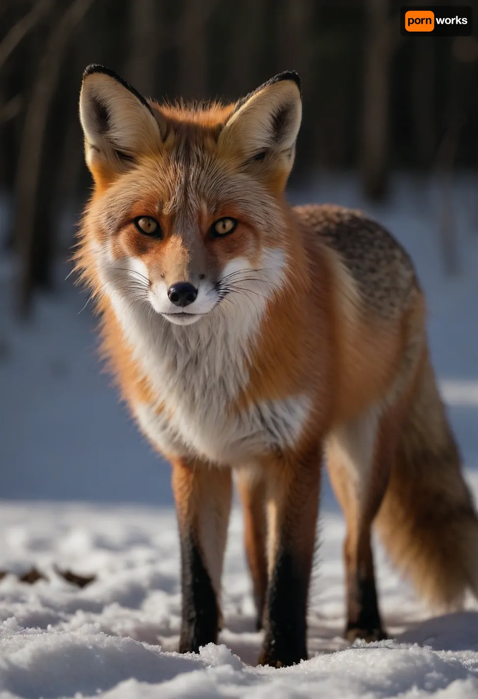 red fox, (animal), in snow