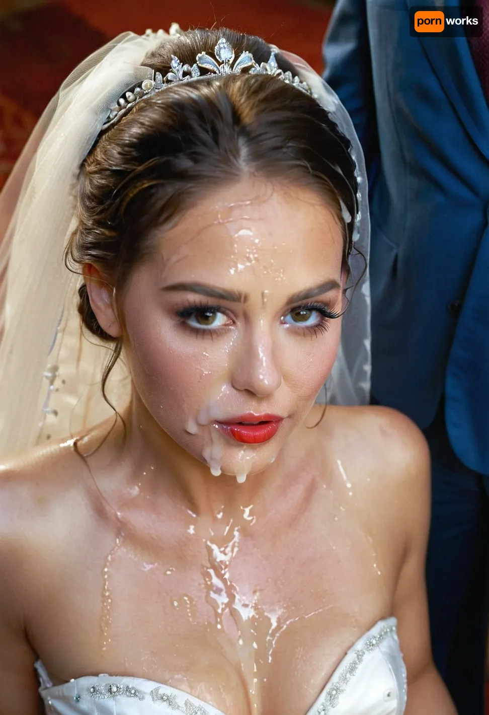 Eine Braut unkonventionelle Dusche: ein cum-filled Hochzeitsmoment