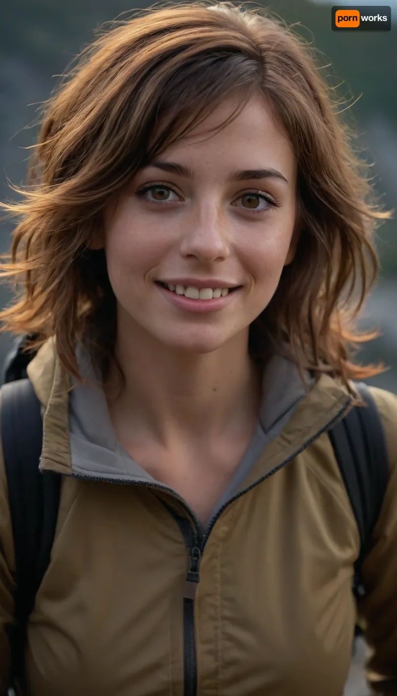 woman, ((wild untied hair with sidelocks), , , dressed cute tall tall brown hiking clothes, ((hiking pants)), , , ((hiking jacket)), , , gymnastic body, medium bobs, lots of freckles face and skin, very hard blush on the checks and nose, raised nasal tip, cute tall tall smile, hypnotized loving eyes, sunbeams, sunrise, hard shadows, ((blushing)), , , (long hair), , , (brown hair), , , (brown eyes), , , (mountain climber), , :1.2), ((submissive)), ((lovely)), (((in very sexual erotic pose))), wild short sport ponytail, full body, ((very much want have sex)), ((high detailed pores on skin)), well-build body, medium tits, small lips, lots of freckles face and skin, blush on the checks and nose, (raised nasal tip, upturned button nose, upturned nose, delicate nose, nose), hypnotized loving grey eyes, brown wild wet hair with sidelocks, very sexy smile, masterpiece, 4k, best quality, anime art, (anime art:.1)