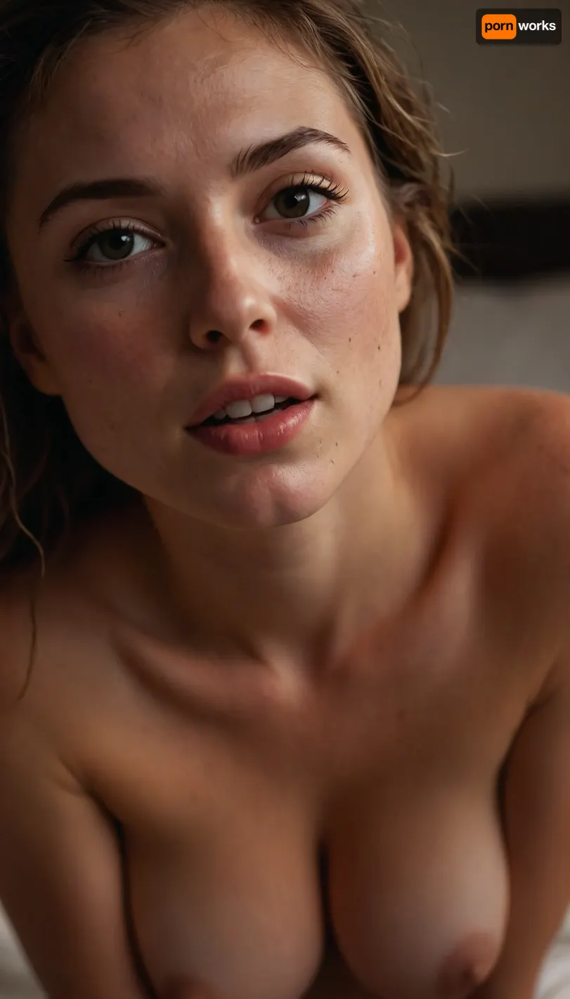 masterpiece, best quality, highly detailed, score_9, score_8_up, score_7_up, score_6_up, source_cartoon, (incase style:.6), BREAK, 1girl, close-up, bedroom, dim lighting, girl pinching nipples, large natural breasts, slightly exposed, wet skin, flushed cheeks, messy hair, sensual expression, biting lip, detailed textures, raw emotion, explicit focus, no eye contact, erotic tension, intimate atmosphere. BREAK, dynamic light, warm_light, vibrant colors warm_colors, soft focus, high contrast, textured surfaces, depth of field, golden hour lighting, dramatic shadows, rich details, nature-inspired color palette, playful composition., dynamic angle, background, ((submissive)), ((lovely)), (((in very sexual erotic pose))), wild short sport ponytail, full body, ((very much want have sex)), ((high detailed pores on skin)), well-build body, medium tits, small lips, lots of freckles face and skin, blush on the checks and nose, (raised nasal tip, upturned button nose, upturned nose, delicate nose, nose), hypnotized loving grey eyes, brown wild wet hair with sidelocks, very sexy smile
