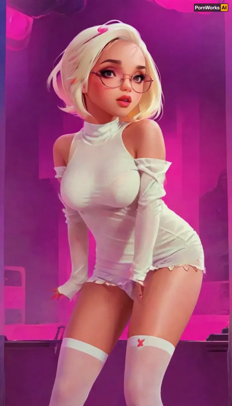 Drawing picture, bimbo, slut, onlyfans star, white hair, short hairstyle with sidecut, black nerd glasses with thick frame, thick busty lips, pink lipstick, long eyelashes, makeup, piercing on eyebrow. massive big silicon fake boobs, slimthick figur with oversized thick thighs and oversized wide hips. Fishnet stockings, garter, tanga, boots, simplakart, spt1, drawix9, dwx9, <lora:simplakart:1.3>, <lora:drawix9:1>