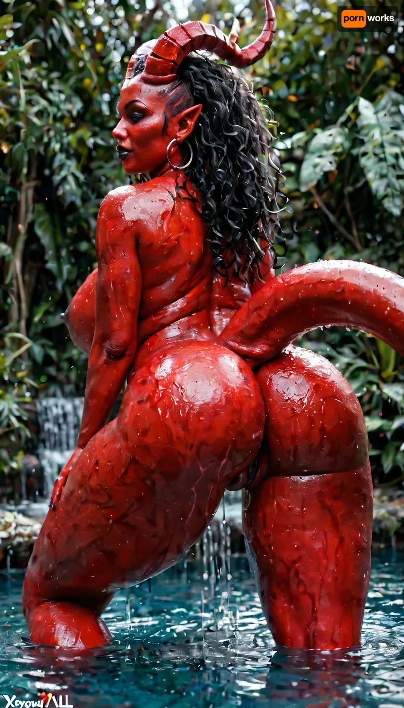 DEMON WOMAN, BIG TWISTED HORNS, LONG BIG TAIL, MEGA HUGE TITS, TITS XXXXL PERFECT ASS, FAT PUSSY, WET, FAT, PERFECT ASS XXXXL, ULTRA REAL FRAME, RED SKIN ...