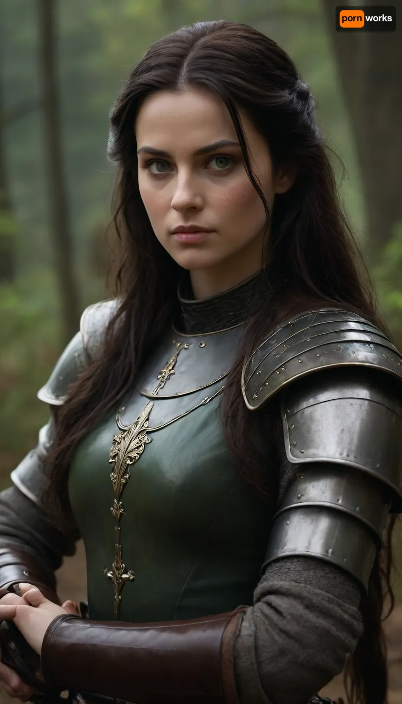 Lady Sarah, a renowned French knight in 1440, is a fierce and captivating figure, both revered and feared across the land. Tall and statuesque, she carries an aura of strength that is apparent in every step she takes. Her long, dark hair cascades in waves down her back, often tucked into a warrior’s helm or flowing free in battle, giving her a striking presence. Her eyes, a piercing shade of green, seem to gleam with the fire of someone who has faced countless perils and emerged victorious.

But beyond her physical beauty, it is her skills as a fighter that truly set her apart. Trained in the arts of combat from a young age, Lady Sarah is an expert swordswoman, skilled in both longsword and dagger. She fights with an elegant yet deadly precision, each movement a testament to her years of practice. Her agility and strength are unmatched, allowing her to take down foes far larger than herself. Her prowess is not limited to swordplay—she is also skilled with a bow, able to strike with deadly accuracy even from a distance. When it comes to facing beasts or bandits, she is as fearless as any knight, often setting out alone into the dangerous, wild countryside to hunt down those who terrorize the innocent.

Yet despite her martial excellence, Lady Sarah is not simply a warrior. Her beauty is renowned in the courts and villages she passes through, and it often becomes a tool she uses to her advantage. Her allure is irresistible, and she knows how to wield it to disarm even the most hardened men. With a sly smile and a beguiling glance, she can sway both friend and foe, though she never lets her charm overshadow her determination. However, those who underestimate her are often met with a swift, harsh lesson.

A scar runs across her left cheek, a lasting reminder of a fierce battle with a rival knight during her early years. It is a mark of both her resilience and her past, a reminder that even the most beautiful and graceful warrior is not immune to the brutality of the world she faces. As she roams the French countryside, Lady Sarah's legend grows—a seductive and powerful force, unmatched in both beauty and skill, with a heart that burns fiercely for justice and the thrill of battle.