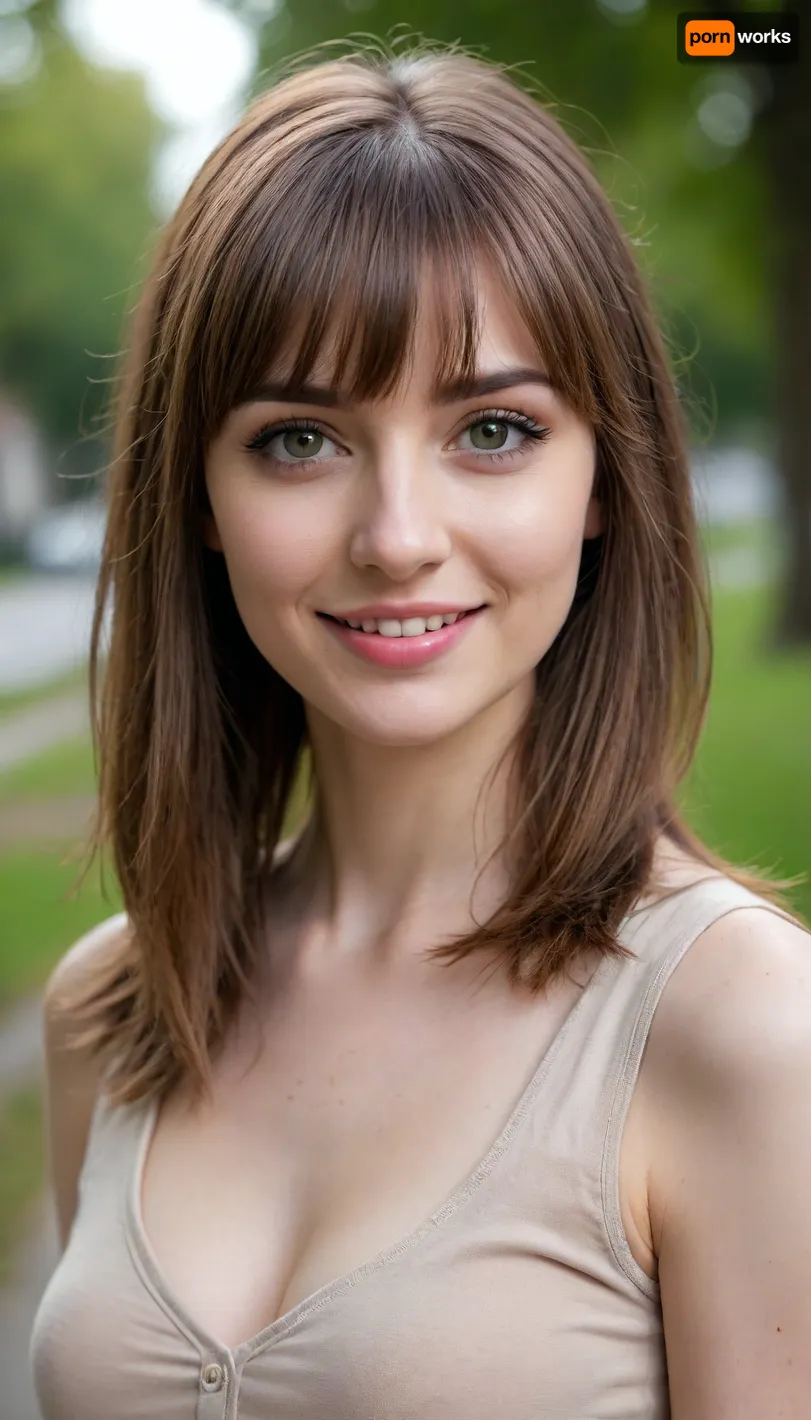 35 yo girl, very flirty pose, sideview, ((girl next door)), pretty, natural beauty, medium breasts, ((cute tall tall tall tall but average appearance:1.3)), ((cute tall tall tall tall)), ((pale skintone:1.2)), ((little bit chubby:1.4)), very flirty smile, showing teeth, ((unkempt hair)), ((straight hair:1.3)), ((symmetrical hair:1.5)), ((perfect fringe hair:1.5)), ((light brown bright hair)), ((very cute tall tall tall tall average youthful face:1.5)), outside, photorealistic, ((perfect composition)), ((perfect contrast:1.5)), ((perfectly balanced exposure:1.5)), ((perfect focus:1.5)), ((extremely realistic detailed lighting:1.5)), ((extremely realistic detailed shadows:1.5)), ((extremely detailed:1.3)), ((extremely high resolution:1.3)), ((16K UHD:1.5)), ((extremely realistic detailed skin texture:1.5)), ((extremely realistic detailed skinpores:1.5)), ((extremely realistic detailed face:1.5)), ((extremely realistic detailed eyes:1.5)), ((extremely realistic detailed hair:1.5)), focus on eyes, ((fully clothed:1.5)), random colored clothing, ((beautiful stylish clothing:1.5)), ((detailed clothing:1.5)), ((detailed environment:1.5)), Sweet_Sticky_xl-01, <lora:EnvyZoomSliderXL01:-1>, <lora:add-detail-xl:.5>, <lora:Sweet_Sticky_xl-01:.5>, <lora:neanderthal_last:.7>