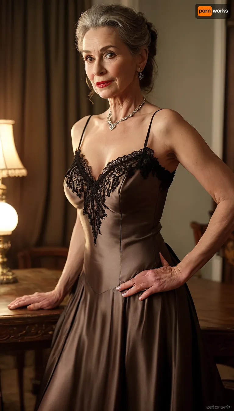 Exclusive, billionaire, luxury, reflective lighting, beautiful, seductive, lustful, very busty, stunning hungarian Mature grandma, breast grabbing, (gilf), (old), (slim), very simple luxury dress, (minimalist ballgown:1.3), model, hairless pussy, lustful posing, romantic expression, cunnilingus, no Lipstick, red nails, strong glossy party makeup, very long dark brown straight ponytail hair, (Mature:1.9), black lace stockings, (Orgasm face:1.4), Shinny skin, Natural body, (Chubby:.2), Perfect hands, perfect fingers, perfect anatomy, (realistic mature skin:1.2), skin pores, freckles, moles, spots, wrinkles, masterpiece, best quality, cinematic scene, (cinematic lighting), (night:1.3), ray trace, sharp focus, best shadow, 8K, UHD, clear image, extremely sharp, extremely detailed, extremely intricate detail, high res, ultra-high-definition, highly detailed, ultra-sharp textures, finely detailed, perfect skin texture, hyperrealistic lighting, professional photography, full dynamic range, deep contrast, high clarity, realistic depth of field, HDR, perfect exposure, smooth gradients, natural reflections, ultra-fine details, realistic skin pores, individual hair strands, soft shadows, color-graded, High detailed photo, high quality photo, (full body:1.4), (full length shot:1.7), most realistic, analog, dim light, clothes, contrast, sharp background, fine detailed background, hoopdress, <lora:bab4d033-acad-4a4e-b6fa-5dda2bad3471.TA_trained:2>, <lora:MJ52:.6>