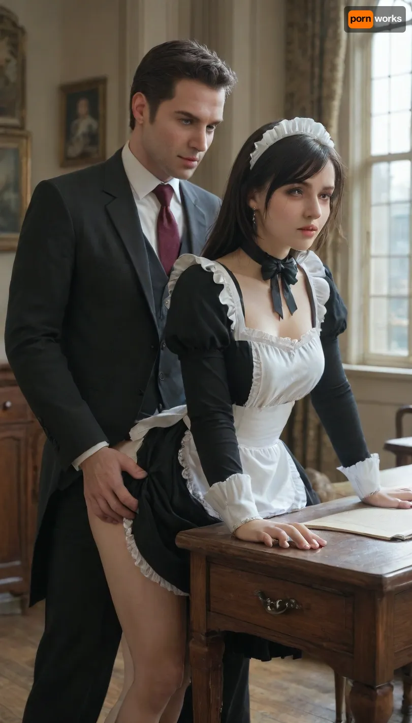 Victorian style, a man in a suit, fucking a maid from behind, punishment, standing fucking from behind, a man lifted the maid's skirt, panties push down, man angry face, there are men standing behind waiting for their turn, they got the walls out of their pants, High desk, Lana, Rhodes, ohwx, women, Victorian, London, Empire, Tifa, Lockhart, <lora:Empire_SDXL_OnSite:1.5>, <lora:Tifa-Lockhart-Pony:1.5>