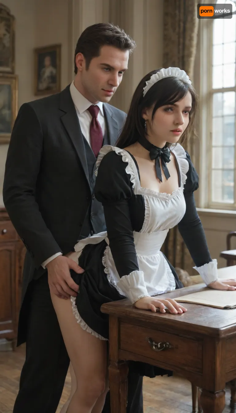 Victorian style, a man in a suit, fucking a maid from behind, punishment, standing fucking from behind, a man lifted the maid's skirt, panties push down, man angry face, there are men standing behind waiting for their turn, they got the walls out of their pants, High desk, Lana, Rhodes, ohwx, women, Victorian, London, Empire, Tifa, Lockhart, <lora:Empire_SDXL_OnSite:1.5>, <lora:Tifa-Lockhart-Pony:1.5>