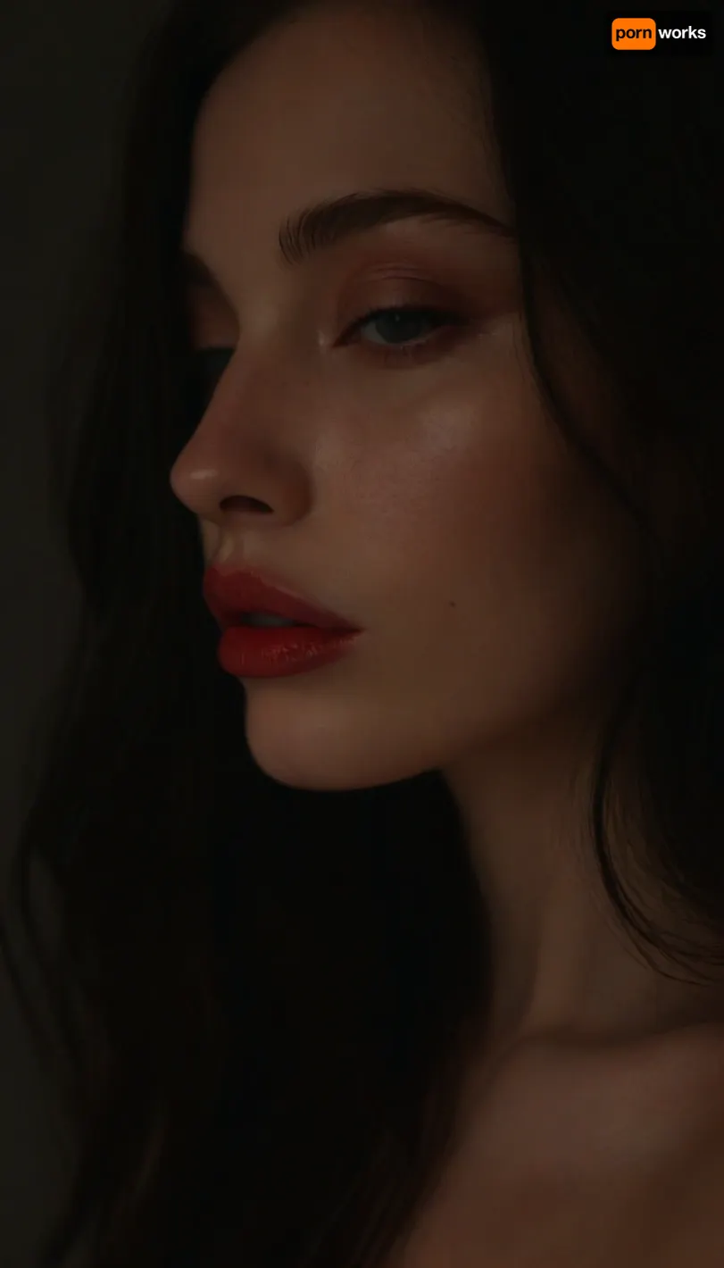 ziprealism, (intimate sensual esthetic), (seductive girlfriend, sensual expression, sensual eye contact), (f/2.8, shallow depth of field:1.2), (loose closeup, low angle view, shot in profile, view from side, lips focus:1.4), (subtle bokeh:.4), (inky black hair, very long hair, straightened hair, hair obscuring face:1.2), (full lips, soft pillowed lips, moist lips, vibrant lipstick color, color shock, natural skin texture:1.6), (cozy bedroom), (large natural breasts, teardrop breasts, pale skin, soft breasts:1.6), (slender body, slim waist, wide hips:1.4), igbaddie, (dark, chiaroscuro:1.8), <lora:style_lora_realis:.4>, <lora:igbaddie-XL:.4>, <lora:zavy-cntrst-sdxl:1.4>