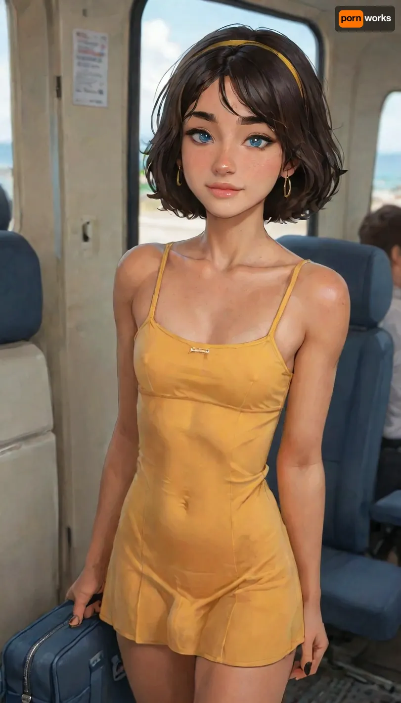 Andava, Andavaverse, Alexis Traveling With Family On Airplane To Japan On A Luxury Boeing 777‑300.

ALEXIS ROTH, Italian-Korean femboy, Height 5'5, A stylized anime-style featuring a feminine, androgynous anime character with bright-blue eyes, black hair and a headband, cute sundress, yellow sundress, frills, bare shoulders, yellow hairband, bare neck, highly detailed, intricate, visible penis bulge, showing toned abs and a relaxed confident expression, coy smile, black nails, The character is muscular yet slender, flat chest, blending masculine and feminine features.

perfect anatomy, best quality, 8k, insane details, intricate details, hyperdetailed, hyper quality, ultra detailed, professional, HDR, ray tracing reflection, cinematic lighting, highlydetailedbody, realisticface, highlydetailedhair, perfectfingers, insanelydetailed, 8K.highdetailedskin, highresolution, (j_cartoon:1.5), Drawing, Andi, uberfit, muscular, athletic, <lora:467443_training_data:1>, <lora:detailed_notrigger:2>, <lora:attractive_notrigger:.2>, <lora:add-detail-xl:.8>, <lora:samdoesarts1.1-000030:.4>