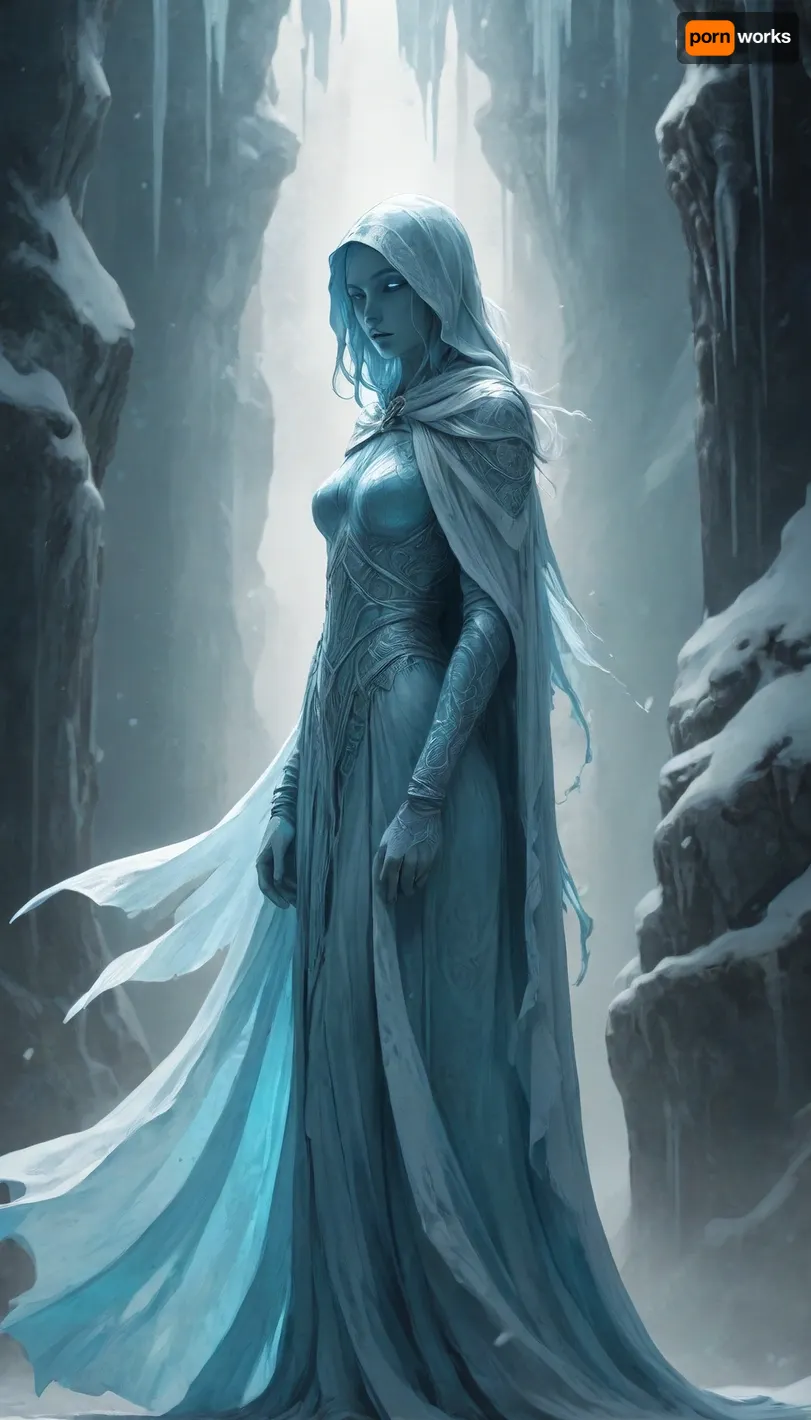 illustration. draw with ink. stylish arcane. faceless gods. female. Ice Blue. /©KlTTY-ART/