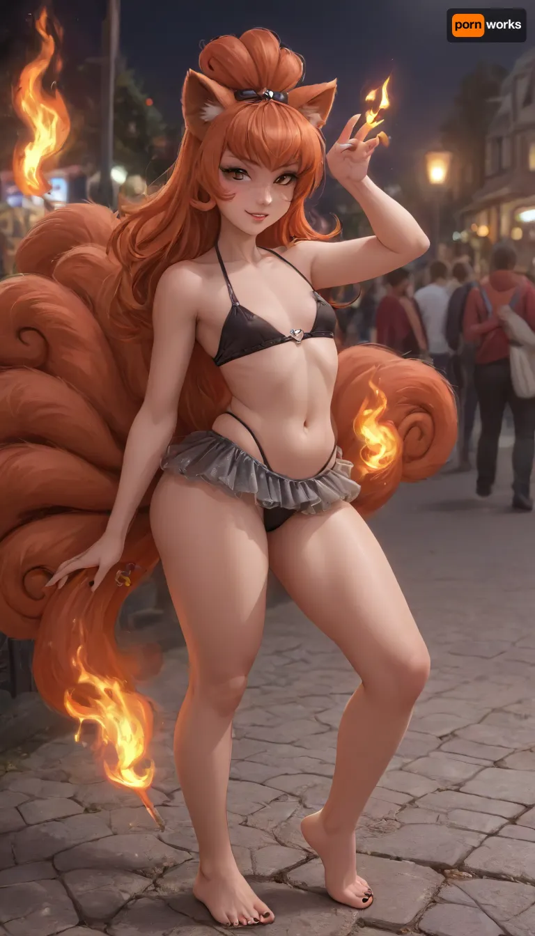 melkor mancin, tamada heijun art, strongbana art, dross art, aroma art, moisture art, reiq art, siroc art, showing feet, black toenails, (vulpix Pokémon:1.6), (solo:1.5), . a chubby women, (flat chest:1.3), puffy nipples, hyper hips, wide hips, massive thighs, (gigantic thighs:1.2), freckles on face, lovely smile. skirt. thong, 4ng3l, face, freckles, flame, spirit, glowing, bright, red-orange, on, fire, hair, raver, girl, at, a, festival, in, sunglasses, music, wearing, mask, with, glitter, 2017, 2012, party, costume, <lora:SDXLHighDetail_v6-000005:.5>, <lora:SDXL_BetterFaces-LoRA_v1:.7>, <lora:SdXL_better freckles_epoch_16:.6>, <lora:EnvyElementalFireXL01:1.5>, <lora:RaverGirls_XL_v1-000003:1.8> melkor mancin, tamada heijun art, strongbana art, dross art, aroma art, moisture art, reiq art, siroc art, showing feet, black toenails, (vulpix Pokémon:1.6), (solo:1.5), . a chubby women, (flat chest:1.3), puffy nipples, hyper hips, wide hips, massive thighs, (gigantic thighs:1.2), freckles on face, lovely smile. skirt. thong, 4ng3l, face, freckles, flame, spirit, glowing, bright, red-orange, on, fire, hair, raver, girl, at, a, festival, in, sunglasses, music, wearing, mask, with, glitter, 2017, 2012, party, costume, <lora:SDXLHighDetail_v6-000005:.5>, <lora:SDXL_BetterFaces-LoRA_v1:.7>, <lora:SdXL_better freckles_epoch_16:.6>, <lora:EnvyElementalFireXL01:1.5>, <lora:RaverGirls_XL_v1-000003:1.8>