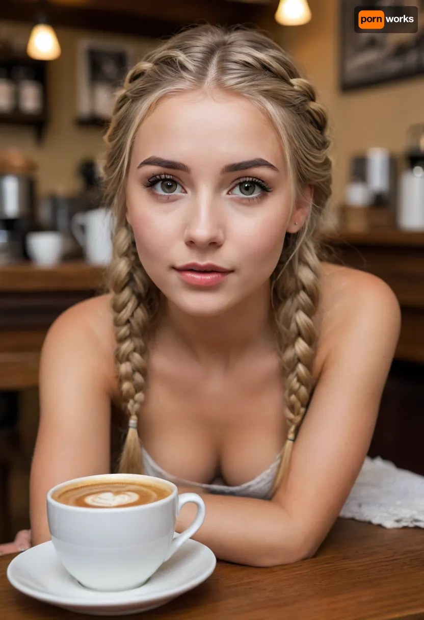 masterpiece, best quality, totally naked, pussy open, lying on table, legs open, highly detailed, (((men waiting coffee))), (a 20 year old blonde girl, sexy eyes, face up, barista, (long braided hair), cafe, cafe and people background, Dollblush1, delicate, detailed, eyes, hairy pussy)