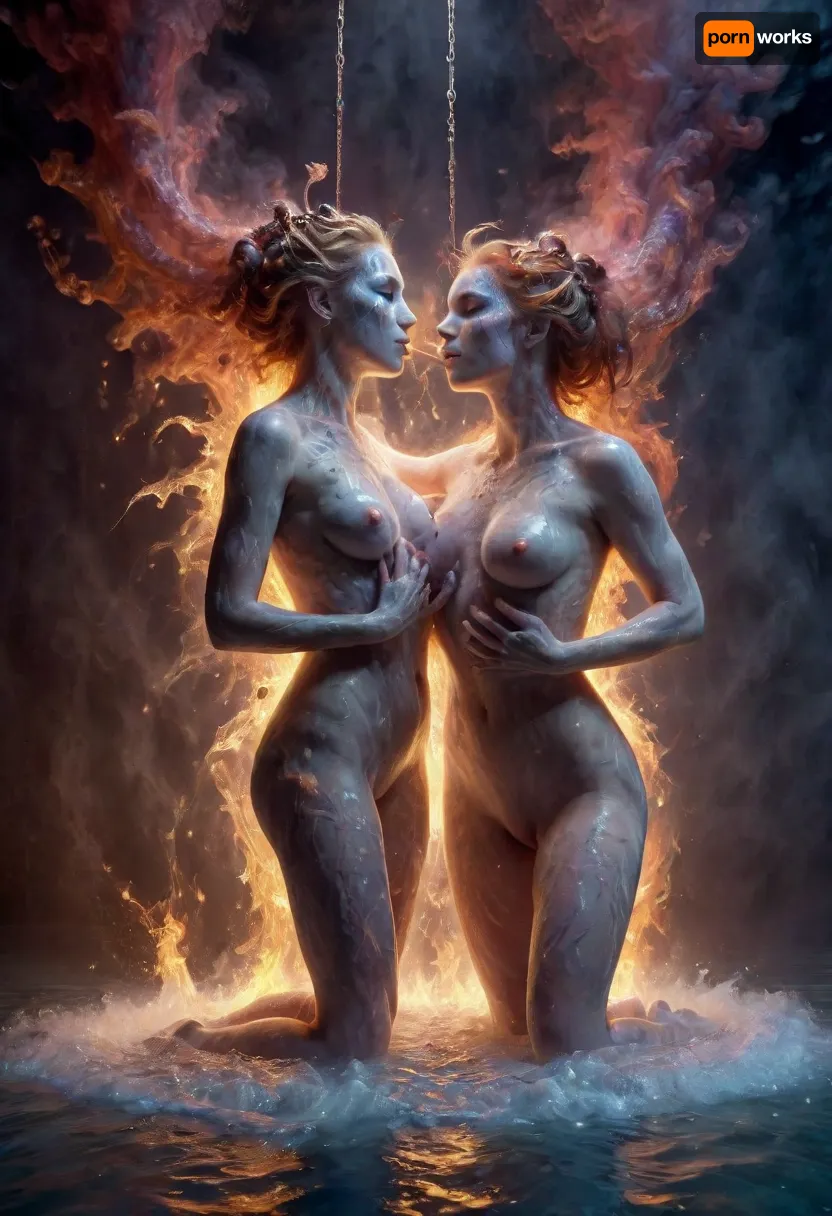 Two girls kissing, (((on fire:1.4))), burning, surrounded by smoke, ((smoky)), smoke everywhere, ((two figures)), ((two women:1.4)), ((two girls kissing:1.4)), (((making out))), passionate kiss between two naked females, (girls kissing:1.4), hands on tits, (((squeezing tits:1.4))), (((squeezing boobs:1.4))), (((holding tits:1.4))), ((two girls sharing a kiss)), digital painting, psychedelicai goddess posing in a shiny room, complex dress, weavy hair, detailed face, detailed eyes, metallic, fractal, Meticulous, Refined, High-Quality, Well-executed, Extraordinary, Artistic Triumph, Unparalleled Masterwork, Sharp Focus, Precise Clarity, 32k, ultra-high resolution, Full-Frame DSLR, Global Illumination, Dynamic Lighting, soft particles, real-time ray tracing, extremely detailed, dw01-3400, bl4ckl1ghtxl, martius_storm, f4b14n, cpencil, str0k3, ArtCalmV2, pick, a, color, goopy, slimes, cum, bath, pool, sticky, net, restrained, strangling, spider, web, (((floating, hanging))), legs, hanged, by, spread, bound, bdsm, bandaged, arm, head, leg, neck, bandages, arms, wrists, fire, element, composed, of, elements, <lora:psychedelicai-SDXL:.5>, <lora:bl4ckl1ghtxl:.5>, <lora:Storm_Cloud_Style_SDXL:.5>, <lora:f4b14n:.5>, <lora:Bas_Waijers_-_Artstyle_Style_SDXL:.5>