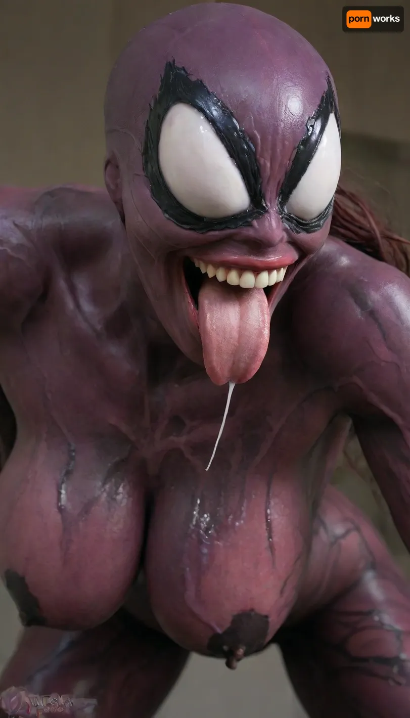 Hyperrealistic art, venom is a purple character with a large mouth, venom symbiote, 8 k cg render, venom, carnage, symbiote, 8k render, hyperreal highly detailed 8 k, 8 k high detail concept art, huge big breasts, hyper real render, 3 d render character art 8 k, 8k octane render, 8 k octane render, high detail 8 k render . Extremely high-resolution details, photographic, realism pushed to extreme, fine texture, incredibly lifelike, <lora:She-Venom-FFusion.LORA:1>