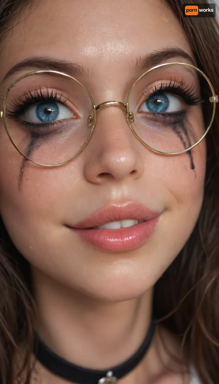 (Young petite tiny cutie girl:1.7), 18 years old, masterpiece, (shiny skin), (((close-up face:1.8))), (skinny:1.5), brown long hair, (blue eyes), (ruined makeup:1.4), (seductive smile:1.4), (((big long eyelashes))), (very busty:1.7), (ab crack), ((wet Skin)), ((round glasses)), choker, covered long erect nipples, (in the shower), ((she is wearing fishnet stockings contrasting)), shadows, bright light patches, light caustics, (Dynamic angle:1.5), (((best quality))), amazing quality, high contrast, volumetric lighting, intricate details, view from side, (((photorealistic))), (((very big lips))), pink lipstick, <lora:illustrious_styles_v3_vpred:.1>, <lora:678016_training_data:.8>, facialized, superfacialized, <lora:facialized:.8>