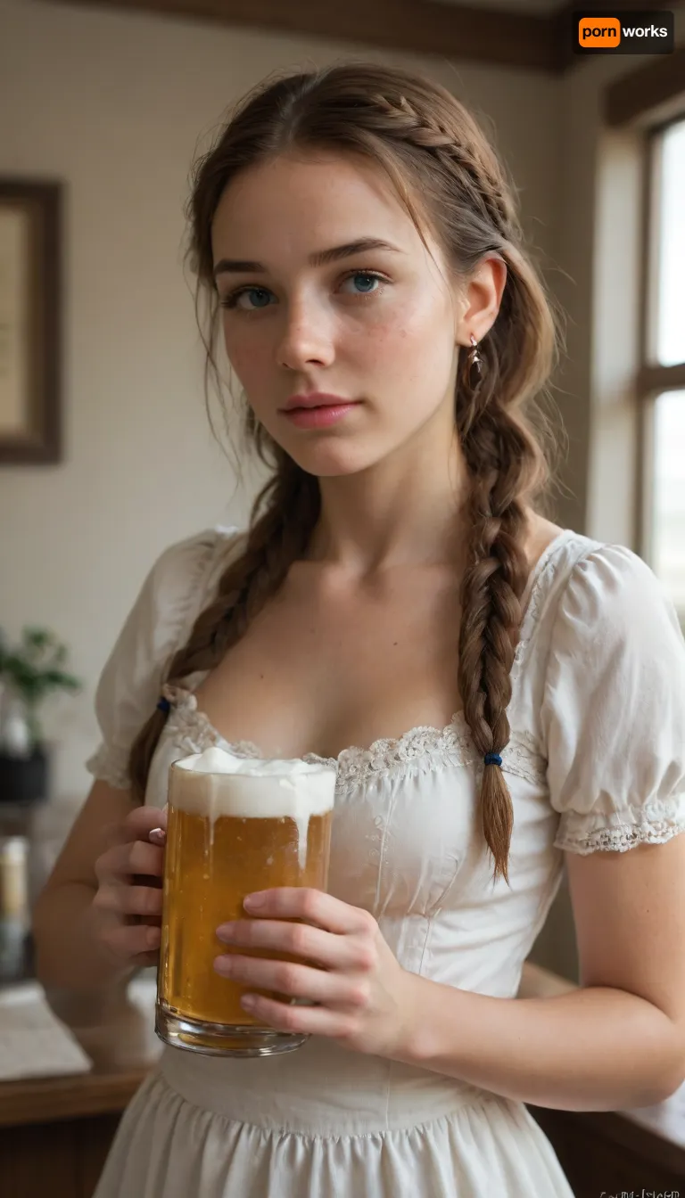 masterpiece, best quality, (realistic:1), (flat color:2), (no lineart:1), (artist, incase:.1), (artist, tsuaii:.1), bright colors, high contrast, saturated, Katja is dressed for an Oktoberfest-themed scene. freckles across her face, blue eyes, small breasts, and vibrant red hair styled in two braids. She wears a short dirndl and she is holding a large pretzel in one hand and a beer stein in the other. Her expression is warm and inviting as she stands in an authentic beer garden, radiating joy and happiness.
Volumetric Lighting