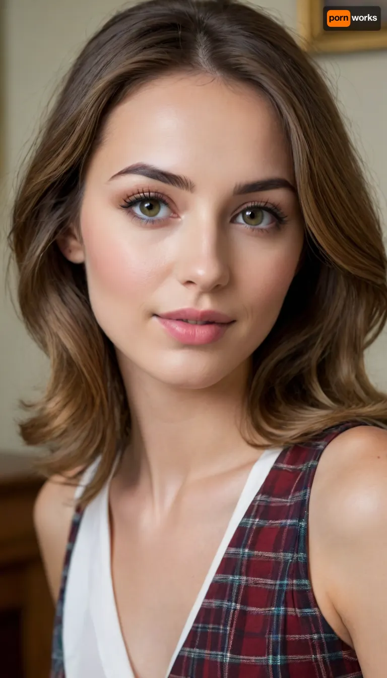 The face follows a harmonious oval shape with balanced horizontal and vertical symmetry. High cheekbones create natural contouring, while the forehead occupies one-third of the facial height. Eyes are set exactly one eye-width apart, almond-shaped, and framed by symmetrical eyebrows that follow the orbital bone structure. The nose width matches the distance between the inner eye corners, and the philtrum, (nose-to-lip distance), measures 1.0–1.2 cm. Lips adhere to the golden ratio—the lower lip 1.6 times fuller than the upper. The jawline angles at 120–130 degrees, and the face divides into three equal vertical zones, hairline to brows, brows to nose base, and nose base to chin.
The body stands at a proportional 7.5–8 head-heights. Shoulders are slightly wider than hips, (by 2–3 cm), with a waist-to-hip ratio of 0.7—typically a 60–90 cm difference. Legs compose 51–53% of total height. The neck circumference equals twice the wrist circumference. Muscle tone is refined yet defined, a natural spinal curve postured elegantly, a toned abdominal core, and limbs that are slender but strong. Movements are fluid—feet align straight when walking, arms swing naturally, and the neck turns gracefully. Every curve follows the golden ratio, blending mathematical precision with organic grace.
Possessing striking facial features with perfect symmetry.Flawless skin, piercing gaze, and a natural smile capable of conveying a full spectrum of emotions, from subtle mystery to open joy. Graceful posture and fluid movements create an aura of ease and confidence in every frame. A master of transformation, able to shift from delicate romance to bold modernity in seconds. Demonstrates an innate understanding of light and space, working effortlessly with any angle. Executes photographers' and stylists' visions with mathematical precision while maintaining creative vitality. Differently very sexy position bent over., (masterpiece, best quality, detailed face, detailed eyes, high resolution:1.1), (cute tall tall:1), (beautiful face:1.1), (beautiful eyes, illustration, 8k:1.1), class, 30 yo adult student shows her beautiful big round ass with skirt lifted, looks directly into the eyes of the viewer, A beautiful adult student in college uniform on table, empty class, white, ((satin blouse and plaid skirt)), blackboard, thin, [[small petite ass]], thin hips, long dark wavy hair, perfect body, small ass, penis, is, getting, fucked, by, man, doggystyle