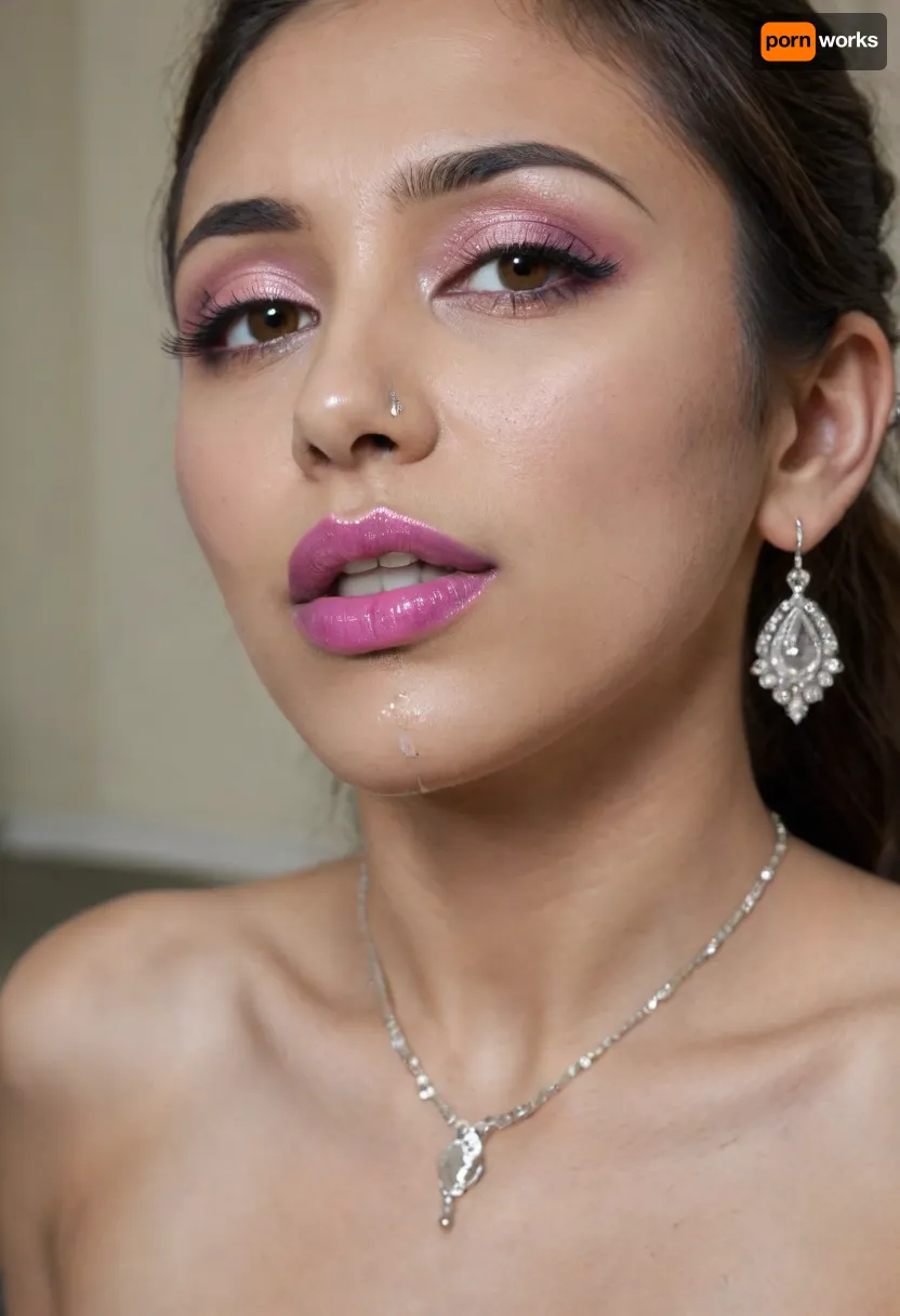 Indian sexy beautiful mature woman 18 years old, (high-quality facial detailing with long eyelashes and plump lips), (Indian face:1.9), stylish, sensual, curvy, in a transparent tight-fitting sequined dress, (big tits), she has shiny maroon-pink lipstick, (pink-purple areoles are visible, nipples with piercings), an exquisite necklace and gold bracelets, she has long hair tied up in a bun, nipple ringsnipple, nipple ringsnipple rings, pussy view, slit pussy, slender long legs with a high waist, fishnet stockings, green stilettos, seductive grins, dark skin., CUM, DONATION, ASSISTANCE, FELLATIO, TITS, SEX, HANDJOB, FOOTJOB, AFTER, VAGINAL, woman, cum, on, face, artoflips, uoclips, lips, lipstick, art, of, Winter, Waterfall, <lora:CUM DONATION ASSISTANCE:2>, <lora:JustCum:1.3>, <lora:Art_Of_Lips_PONY_XL_By_UOC:1>, <lora:Winter Waterfall:1.4>