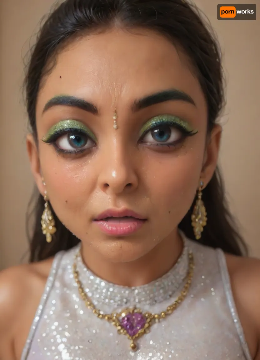 Indian sexy beautiful girl, (blue eyes:1.2), (high-quality facial detailing with long eyelashes and plump lips), (Indian face:1.9), ((makeup:1.5), long blue eyelashes, olive eyeshadow with glitter), (lips:1.2), open mouth, saliva, in a transparent tight-fitting sequined dress, (pink-purple areoles are visible, nipples with piercings), an exquisite necklace and gold bracelets, (purple anus stretched around dildo), mid ejaculation, (penetration), she has long hair tied up in a bun, (purple pussy:1.7), nipple ringsnipple, (purple puffy anus:1.5), nipple ringsnipple rings, pussy view, slit pussy, slender long legs with a high waist, fishnet stockings, green stilettos, seductive grins, dark skin., CHIBI, makeup, eyeliner, eyelashes, (cum in mouth:1.3), sterile_hospital_r00m, (heavy pussy piercing:1.4), artoflips, uoclips, lips, lipstick, art, of, <lora:qban-nig:2>, <lora:Modern_MakeUp_XL_v0_1:.8>, <lora:sterile_hospital_r00m:.8>, <lora:Art_Of_Lips_PONY_XL_By_UOC:.8>