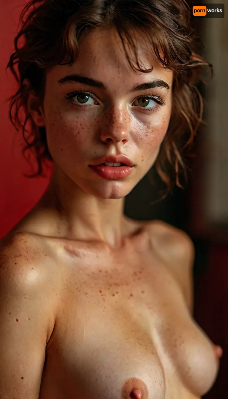 Erotic photo session, in photo studio, red background, ((Naked 20yo woman)), Italian face, full body in picture, Short hair, ((high detailed skin)), 8k uhd, dslr, high quality, detailed skin texture, (highly detailed hair), sharp body, highly detailed body, (realistic), soft focus, insanely detailed, highest quality, freckles, (skin pores, skin imperfections), seductive, high resolution photography on a nikon camera, perfect makeup, friendly, flirty, her lips are thick, lingerie catalogue style, erect nipples, hairy bush, but, <lora:MJ52:2>, <lora:add-detail-xl:2>, <lora:BUT_SDXL_SHS:.3>