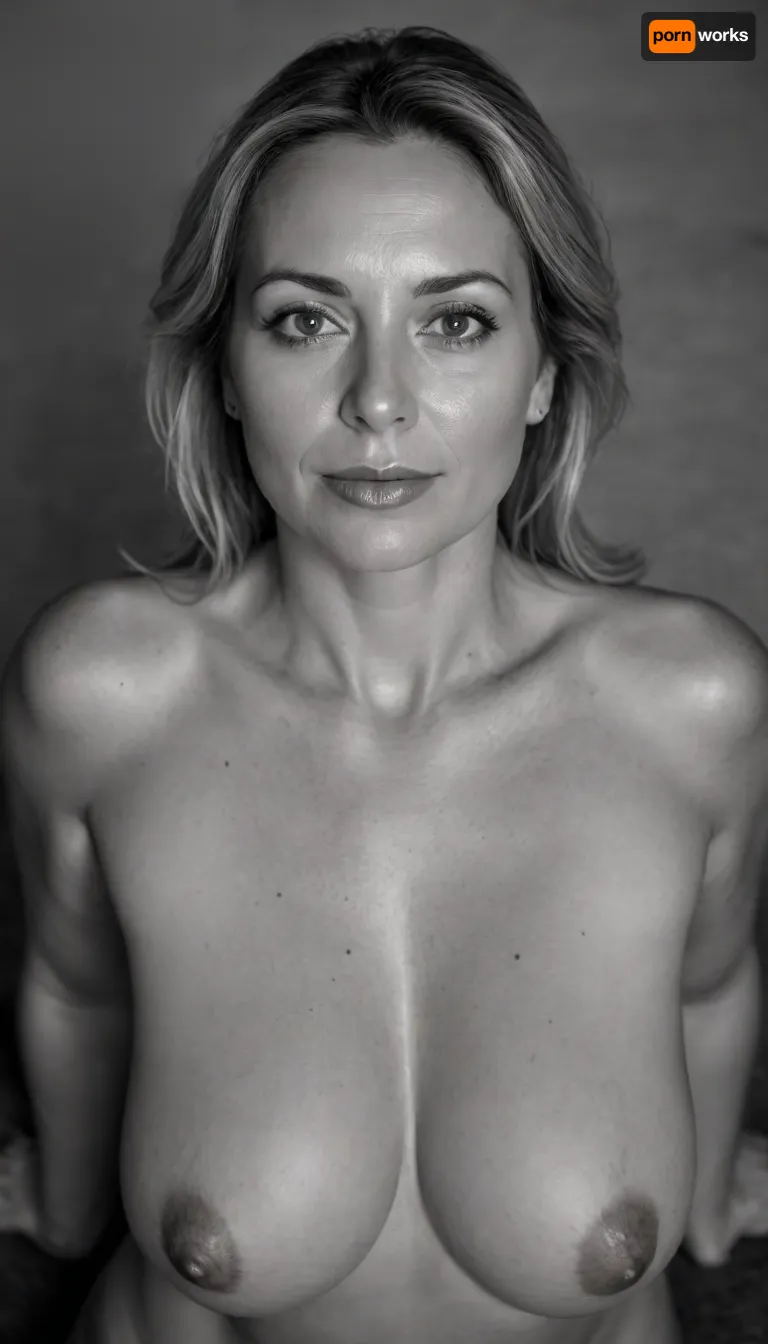 (((black and white photo:1.5))), (((black and white photo:1.5)), ((grayscale photo:1.5)), (high contrast), (low key photo), ((camera above head:1.5)), ((from above of a european woman:1.2)), ((40 years old, beautyfull face, beautiful face, DD size natural breasts, saggy breasts:1.6)), (she has huge breasts:1.15), (kneeling, with her own legs together:1.29), topless, perfect makeup, (she has beautiful eyes, her eyes are open:1.4), (she is looking at viewer), (hands on thighs), ((the scene is illuminated by the moonlight overhead)), (dramatic lighting), masterpiece, (incredible detailed:1.3), intricate, best quality, 4k, 8k, high quality, (ultra-realistic:1.9), (high detailed skin:1.45), skin pores, extreme mouth detail, ultra realistic freckles, detailed skin, realistic skin, High Res, ultra-detailed, ultra high res, NEGATIVE_HANDS)