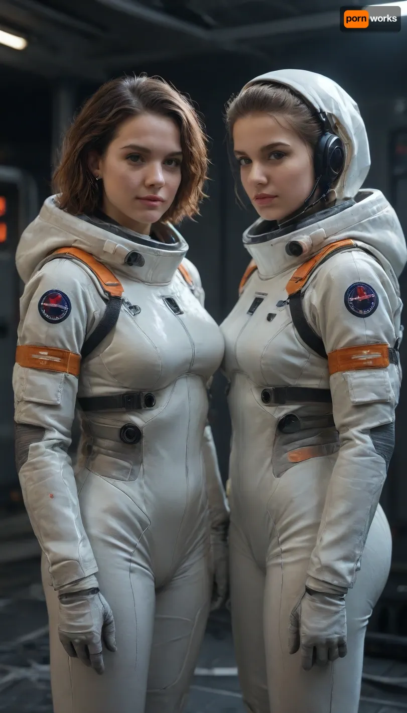 there are two people in space suits standing next to each other, sci-fi illustration, sci, fi illustration, scifi illustration, dark sci-fi art, fi pilot, science fiction concept art, sci-fi digital painting, sci fi characters, sci-fi illustrations, fi illustrations, futuristic starship crew member, sci fi digital painting, futuristic spacesuit