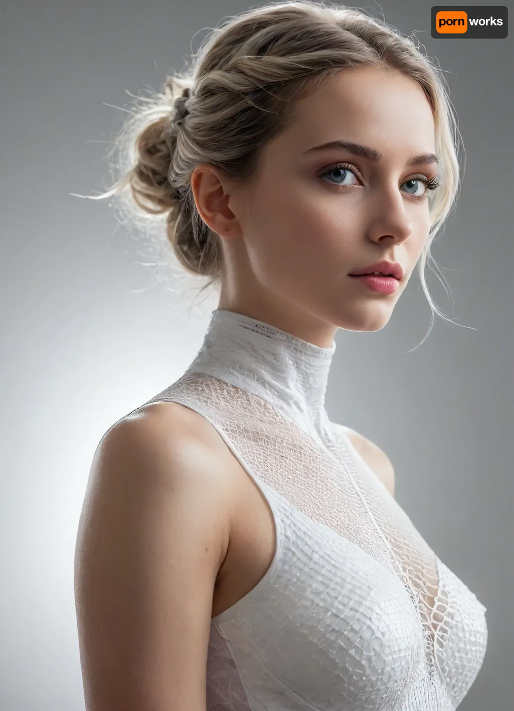 made in white, an unimaginably beautiful creation, very stylish and delicate work on a white background, only shades of light form an incredible image in the form of a simple silhouette with subtle strokes, the silhouette of a lady is made of carbon fiber in bright colors that fascinate the viewer, the viewer's gaze is riveted to a fantastically beautiful and expressive creation, both simple and very complex, with a secret meaning. The image fascinates with its beauty, detail and accents on the smallest elements. The light falls smoothly, creating an even more mesmerizing image with high quality and 8K detail.