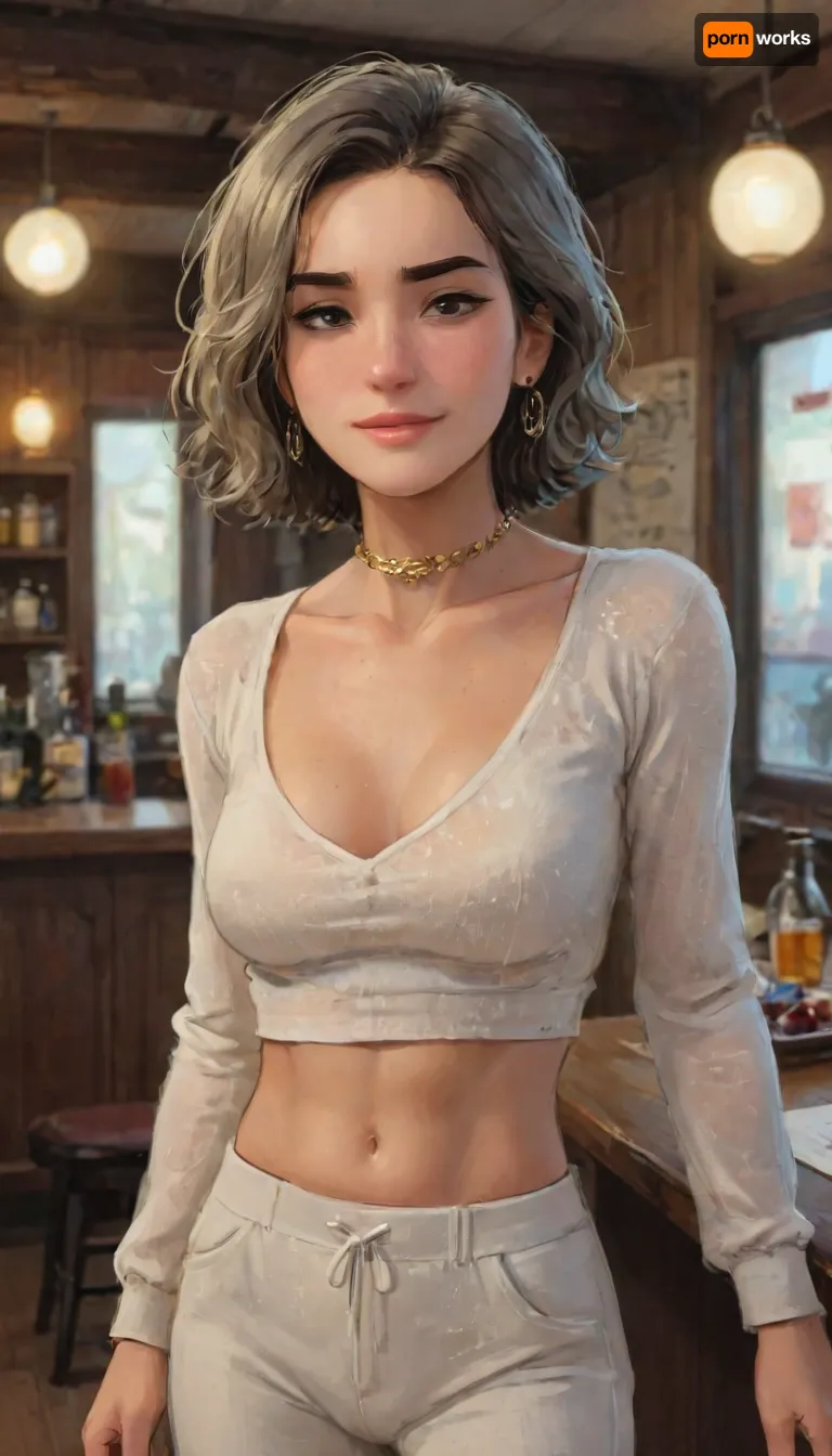 Andava, Andavaverse, DYLAN KARURA ROTH Traveling With Her Family and Arriving Beautiful At Tokyo Cocktail Bar.

DYLAN KARURA ROTH, East-Asian, Korean, MILF, Wife, confident and mature middle-aged woman, Height 5'7, a stylized character featuring sharp mature facial features Fine lines and wrinkles Especially around the eyes and mouth smile lines and forehead, two-tone black hair with silver highlights sleek bob-cut hairstyle, and expressive bright_grey_eyes, framed by thin-rimmed designer female glasses. wearing a fitted long-sleeve underboob crop top in a light beige or off-white color, which accentuates her figure. Her low-waisted low-rise loose-fit jogger pants are taupe or khaki, with a comfortable, slouchy silhouette that tapers at the ankles. She completes the look with black high-heeled open-toe shoes, adding a bold and elegant contrast to the relaxed bottoms. She accessorizes with a delicate jewellery belly chain featuring small charms and gemstones. The overall look is chic, athletic body, flat stomach, toned abs, accessorized with gold earrings and a jewelled choker and wedding ring. Her pose is poised and seductive relaxed, knowing smile and detailed_grey_eyes, blending professionalism with subtle sensuality. The character exudes authority and charm, with a slender yet athletic hourglass figure emphasizing elegance and confidence.Shes hard working mom of two 'Alexis and Pelo'.

perfect human female anatomy, best quality, 8k, insane details, intricate details, hyperdetailed, hyper quality, ultra detailed, professional, HDR, ray tracing reflection, cinematic lighting, highlydetailedbody, realisticface, highlydetailedhair, perfectfingers, insanelydetailed, 8K.highdetailedskin, highresolution, (j_cartoon:1.5), Drawing, grannie, uberfit, muscular, athletic, <lora:Older_woman-000008:2>, <lora:detailed_notrigger:2>, <lora:samdoesarts1.1-000030:.4>, <lora:J_cartoon:.3>, <lora:Animated_Concept:.4>