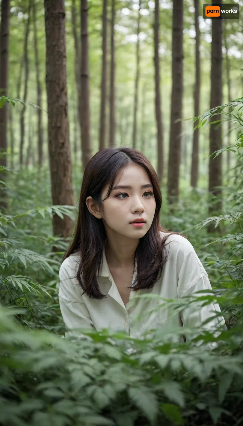 manhwa beauty, huwai, forest, blur, many green plants, leaves, <lora:20231122-1700582714007-0001:.5>, <lora:255596_training_data:.8>