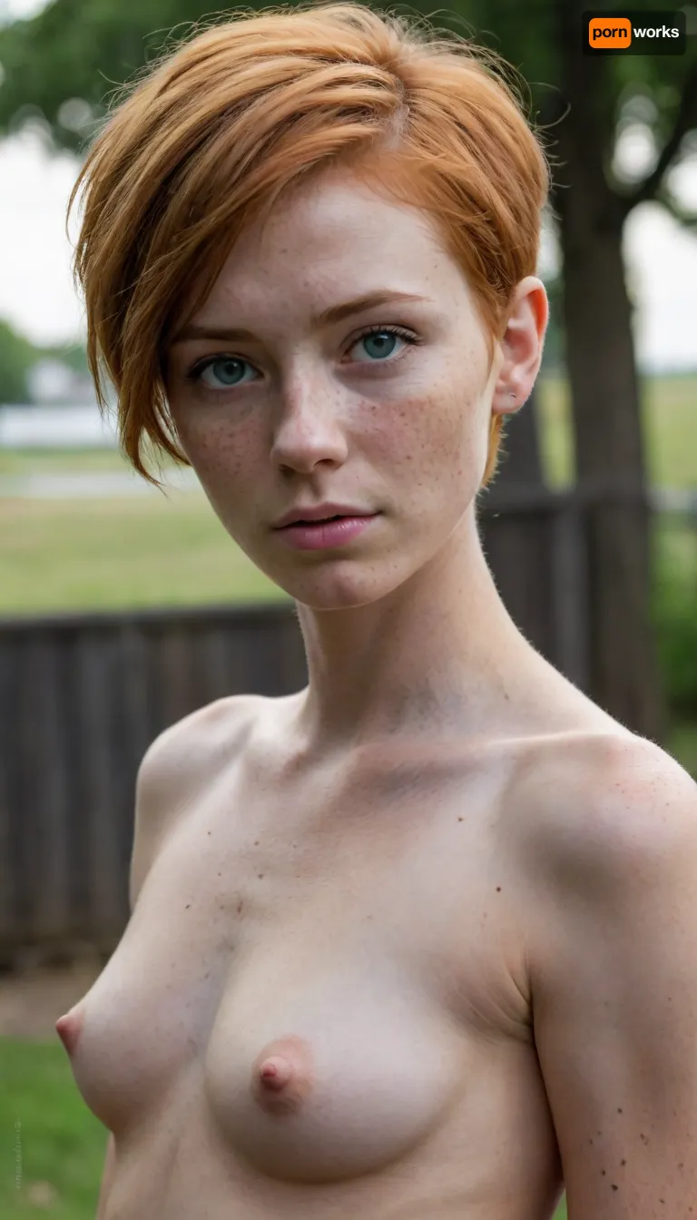 realism, ultra-realism, UHD 8K, extreme realism, maximum detail, (((very very short ginger hair))), ((short scruffy pixie cut hair)), bright green blue eyes, ((freckles)), (high-detail skin), high quality, athletic, 20 years old, A thin and tall woman, very fit, tomboy, masculine body, androgynous, naked woman, fucking the viewer POV in a cowgirl pose, <lora:add-detail-xl:1.4>, <lora:ahxl_v1:1.5>