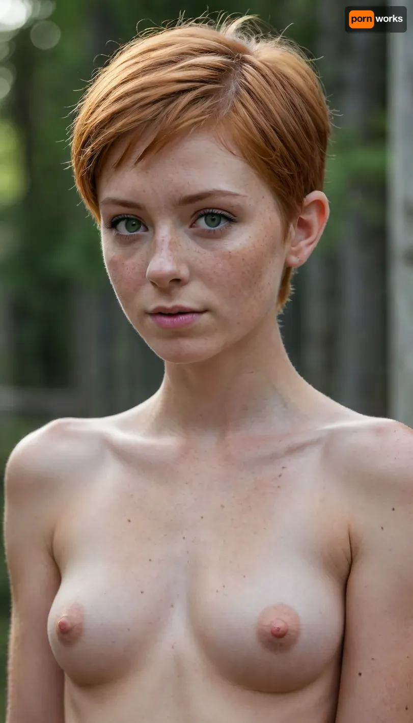 realism, ultra-realism, UHD 8K, extreme realism, maximum detail, (((very very short ginger hair))), ((short scruffy pixie cut hair)), bright green blue eyes, ((freckles)), (high-detail skin), high quality, athletic, 20 years old, A thin and tall woman, very fit, tomboy, masculine body, androgynous, naked woman, fucking the viewer POV in a cowgirl pose, <lora:add-detail-xl:1.4>, <lora:ahxl_v1:1.5>