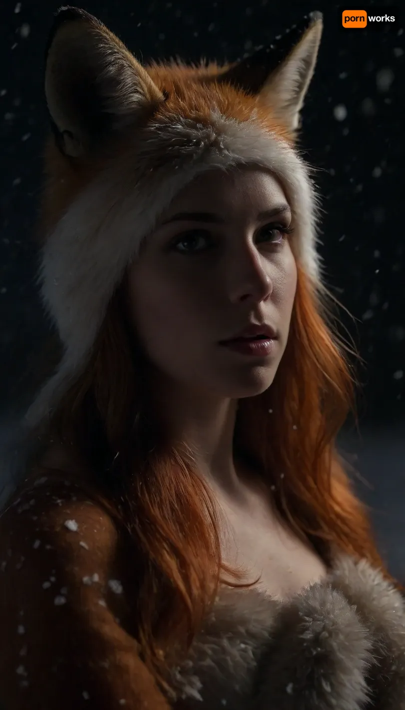 (fox:2), (furry:2), (flame fur:1.9), (eyes looking at me:1.3), (Starry sky:1.5), (side angle shot:1), (winter, large white snowflakes falling, snow on the head, large snowflakes, snowdrifts:1.42), face, taking, her, bad-picture-chill-75v, CyberRealistic_Negative, side view, badquality, low, quality, (expression pose:1.7), <lora:dark:.4>, <lora:badquality_v02:.4>
