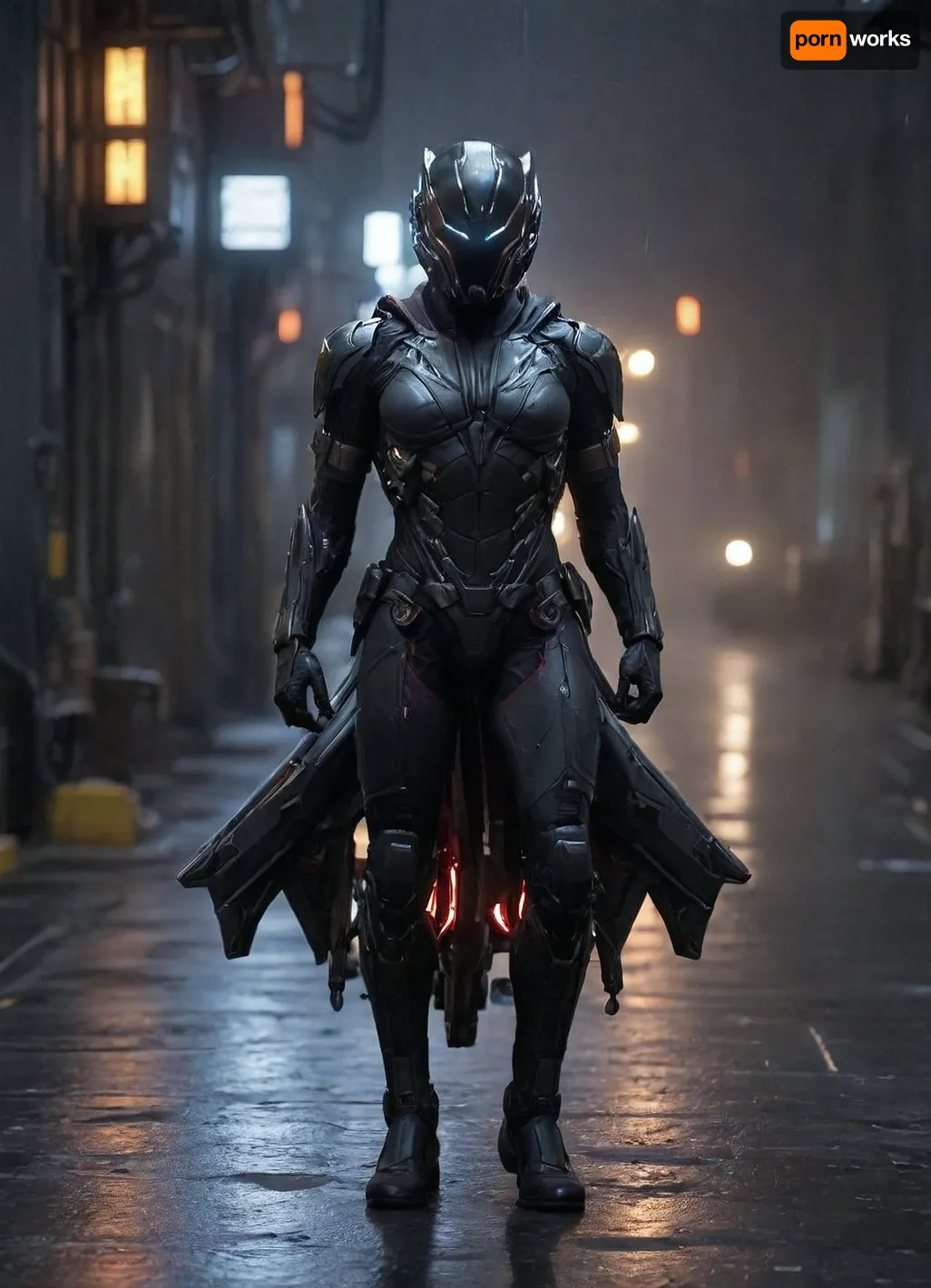 hightech_robotics, Cyberpunk, cyberpunk, style, Full body, superhero pose. Sitting on a motorcycle in the rain. Midnight., (Sodium lighting:1.4), ., (Rain:1.9), (wet skin:1.8), symb10ic, neon, filaments, ribbons, tendrils, light, streaks, tentacles, cig, star, citizen, aegis, anvil, aopoa, argo, banu, crusader, drake, esperia, misc, origin, rsi, vanduul, roberts, space, industries, reclaimer, redeemer, hammerhead, eclipse, avenger, gladius, vanguard, pisces, carrack, legionnaire, hurricane, hornet, f7c, hawk, arrow, liberator, khartu, al, raft, mpuv, mole, defender, merchantman, hercules, inferno, msr, corsair, cutlass, caterpillar, blade, talon, shrike, prospector, hull, starfarer, freelancer, 100i, 300i, 400i, 600i, 890j, 890, jump, perseus, constellation, galaxy, mantis, aurora, scythe, glaive, <lora:CyborgMechExosuit_v1.5:.6>, <lora:hightech_robotics:.8>, <lora:3DCyberpunkStyle_Hap_XL:1.8>, <lora:SymBIOic:.5>, <lora:starcitizen:1.2>