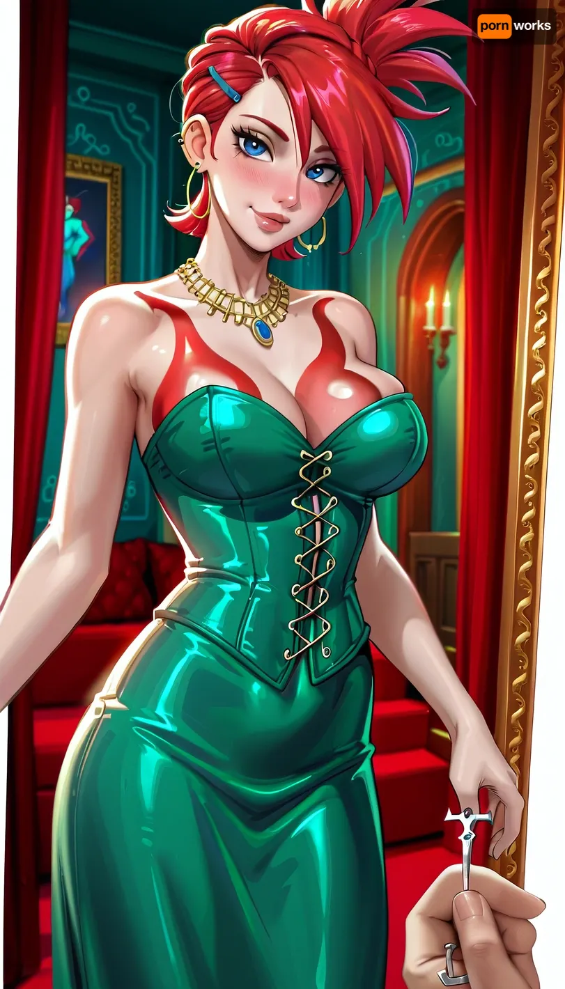 melkor mancin, tamada heijun art, strongbana art, dross art, aroma art, moisture art, reiq art, siroc art, red hair, (Frankie from fosters home for imaginary friends:1.2), green dress, POV photo of 30 years old woman, duchess, noblewoman, mature, beautiful, hair piled high in curls, baroque rococo beehive hairstyle, (((white powdered face))), porcelain skin, fit, toned, athletic, slim arms, skinny, busty, inside downton Abbey, shy smile, beautiful detailed eyes, depth blur, key visual, vibrant, highly detailed, early morning light, golden hour, (Sandro, Botticelli:.8), corset, gown, <lora:bombshell_v2:1.7>, <lora:7a8684c1-aa8f-4e58-ab05-2f1981c3998c.TA_trained:1.4>