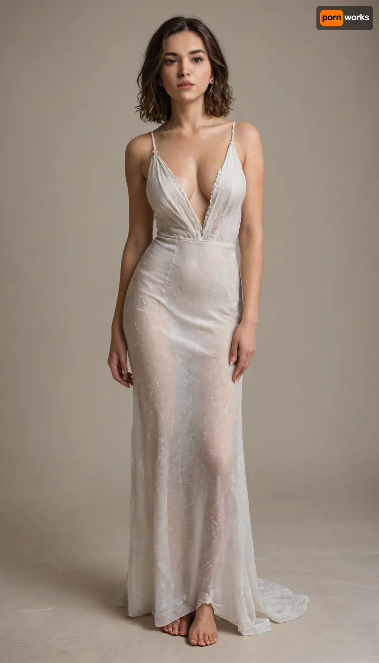 photorealistic, 4k, high quality, big breasts in a low-cut dress, (whole body visible, full-length image:1.3)