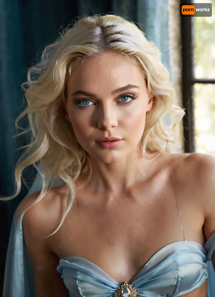 A stunningly beautiful woman after bukkake party with massive semen in her face, dripping from her mouth, with an otherworldly, ethereal aesthetic, pale translucent porcelain skin with an icy luminous glow. Long flowing platinum blonde hair cascading down with soft waves, styled dramatically with elegant swept movement. Captivating pale ice-blue eyes with sultry, seductive gaze directly toward camera, heavy smoky eyeshadow in cool silver and periwinkle tones blending seamlessly, defined black eyeliner creating a sharp winged effect, perfectly sculpted arched eyebrows, pale pink nude lips with glossy finish creating a sensual, captivating expression. Her face displays an ethereal, confidence-filled smirk with a hint of alluring mystery.Body and Pose, Lithe, slender figure with defined, sculpted abdominal muscles visible, porcelain skin glowing with an icy luminescence. Wearing a cropped light blue silk bandeau top that sits perfectly, revealing midriff, paired with sheer white flowing wide-leg silk trousers sitting low on hips with delicate draping. Long flowing translucent white fabric cape or shawl draped elegantly across one shoulder and arm, creating graceful movement lines. Pose is sultry and confident, one arm raised elegantly behind head in a relaxed yet seductive manner, other arm resting naturally, body angled three-quarters to camera, standing with natural weight shift creating dynamic, alluring body language.Lighting and Atmosphere, Soft ethereal backlighting with golden and white sunrays streaming through from upper left, creating a luminous halo effect around the figure and hair. Diffused natural daylight creating a dreamy, glowing quality. Cool color temperature balanced with warm golden highlights, casting subtle shadows that accentuate facial features and body contours. Bright, airy, high-key lighting creating an almost divine, angelic quality. Misty, atmospheric bokeh background in soft whites and pale blues creating depth and focus on subject.Setting, Minimal ethereal environment, possibly hints of white flowing fabrics or clouds, bright diffused light environment suggesting open space or window light. Clean, dreamy, abstract background with soft color transitions.Quality, Ultra high-definition, photorealistic, professional editorial photography style, flawless skin texture with natural luminosity, pristine detail on facial features, hair, and fabric textures, cinematic color grading, award-winning fashion photography aesthetic, studio-quality lighting precision., <lora:cum_in_eye_deepmind:.8>, woman, cum, on, face, <lora:JustCum:.8>, facialized, superfacialized, <lora:facialized:.8>