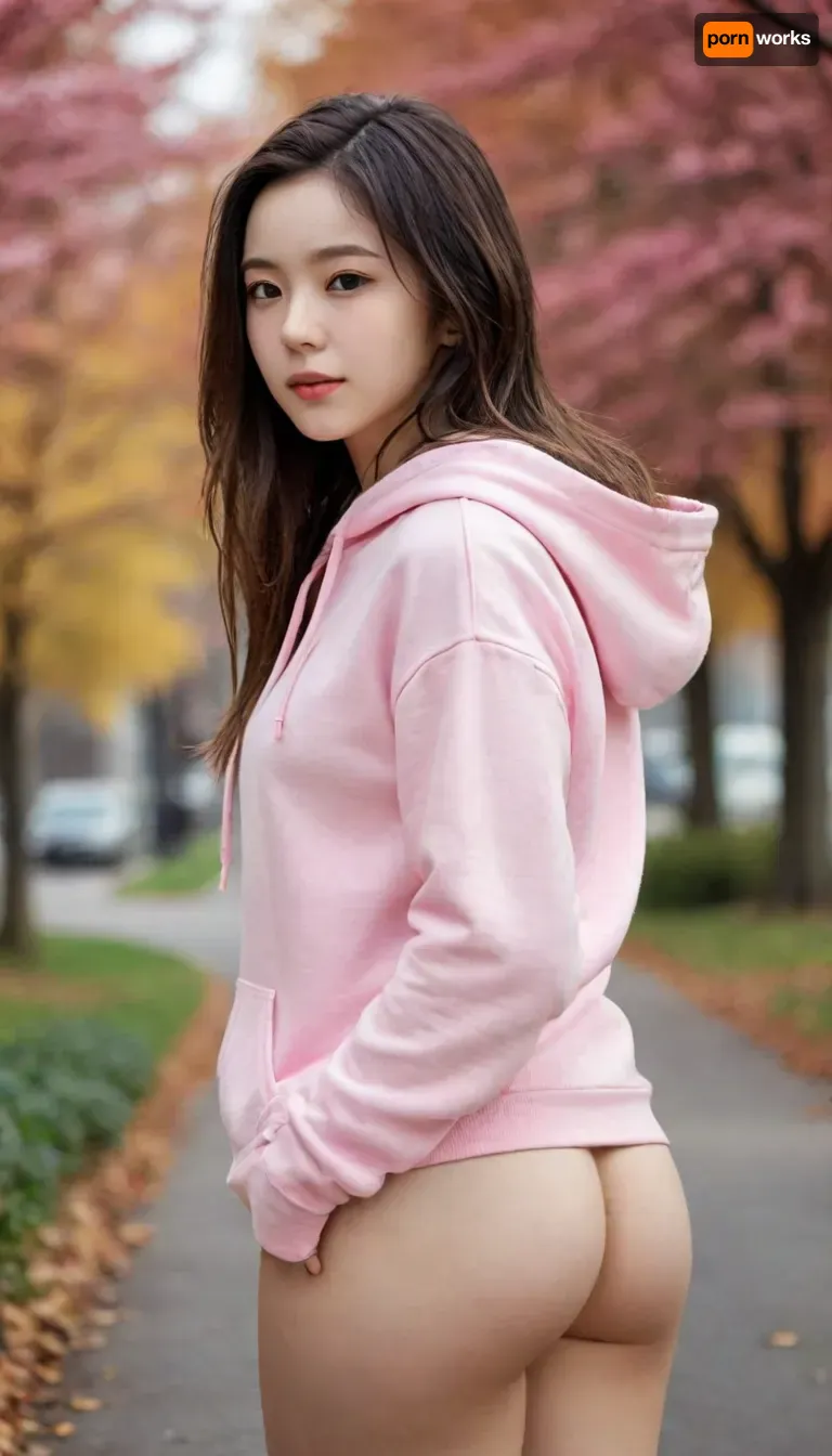 High detail RAW color photo professional, (realistic, photo realism:1.37), (highest quality), (best shadow), (best illustration), ultra high resolution, highly detailed CG unified 8K wallpapers, physics-based rendering, cinematic lighting, full body view, pink hoodie, nude lower body, round ass, outdoor, irene, ohwx, woman, Irene_ICE, <lora:irene_SDXL:1.2>, <lora:IRENE_SDXL:.8>