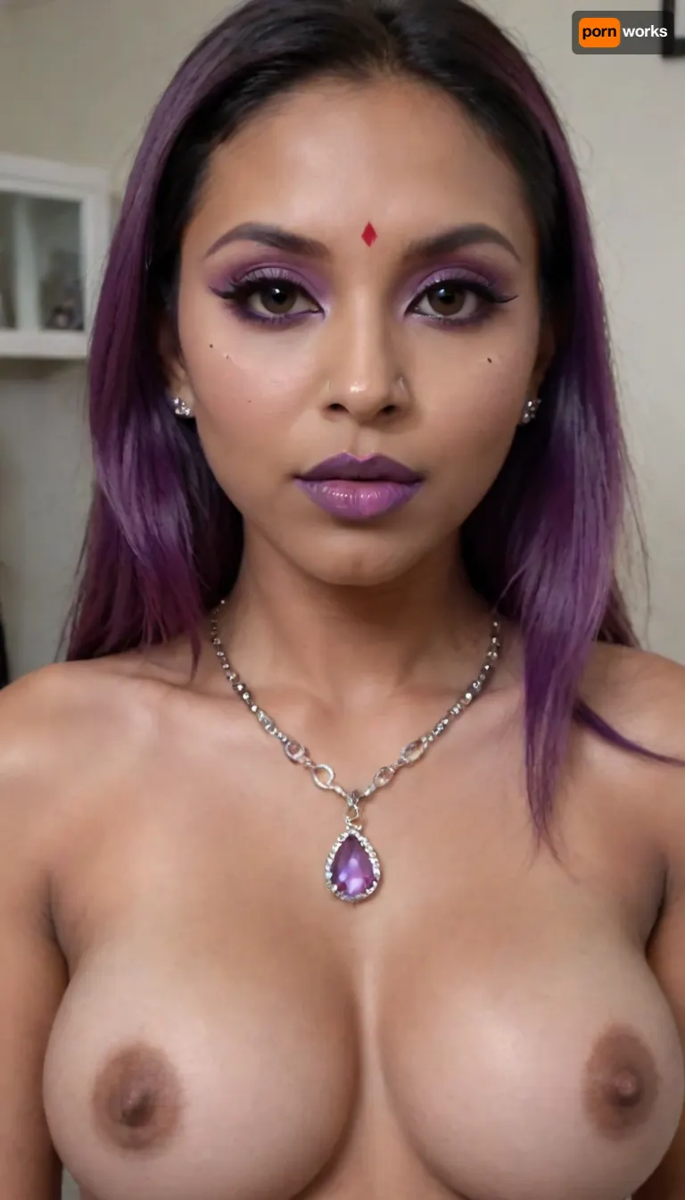 (high-quality facial detail:1.3), Indian sexy beautiful girl, (blue eyes:1.3), ((bimbo makeup, intense saturated glossy purple lipstick:1.2)), (Indian face:1.9), ((makeup:1.8), long blue eyelashes, olive eyeshadow with glitter), (lips:1.2), open mouth, saliva, in a transparent tight-fitting sequined dress, (pink-purple areoles are visible, nipples with piercings), an exquisite necklace and gold bracelets, (purple anus stretched around dildo), mid ejaculation, (penetration), she has long hair tied up in a bun, (purple pussy:1.7), nipple ringsnipple, (purple puffy anus:1.5), nipple ringsnipple rings, pussy view, slit pussy, slender long legs with a high waist, fishnet stockings, green stilettos, seductive grins, dark skin., (cum in mouth:1.3), (heavy pussy piercing:1.7), There is a lot of cum on the pubic area of the anus, flower, fox, <lora:flower fox_sdxl_O8RF:2>